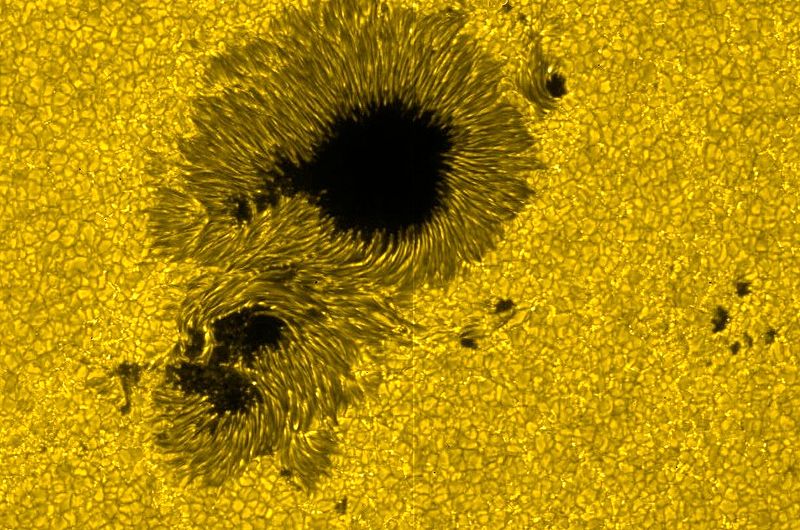 Pair of sunspots on the surface of the sun