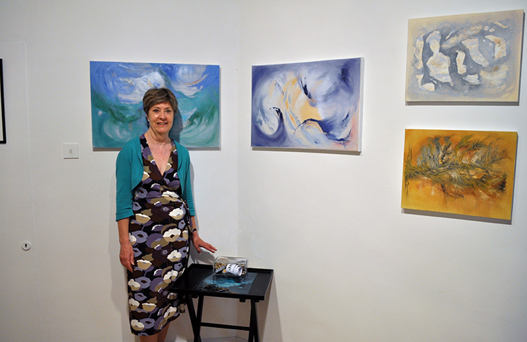 Artist with work