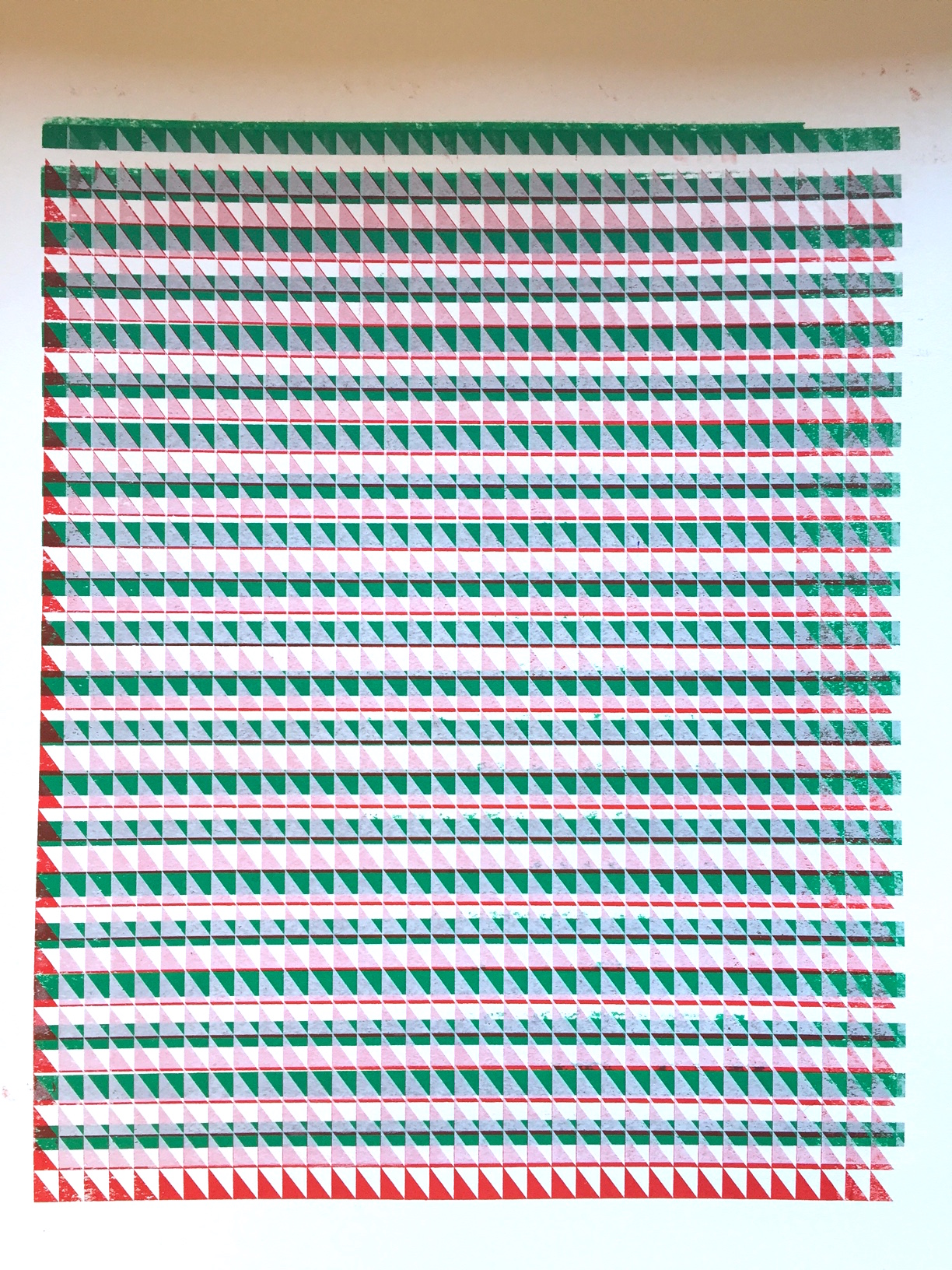 red/green, 18"x30" ink & acrylic screenprint on paper.