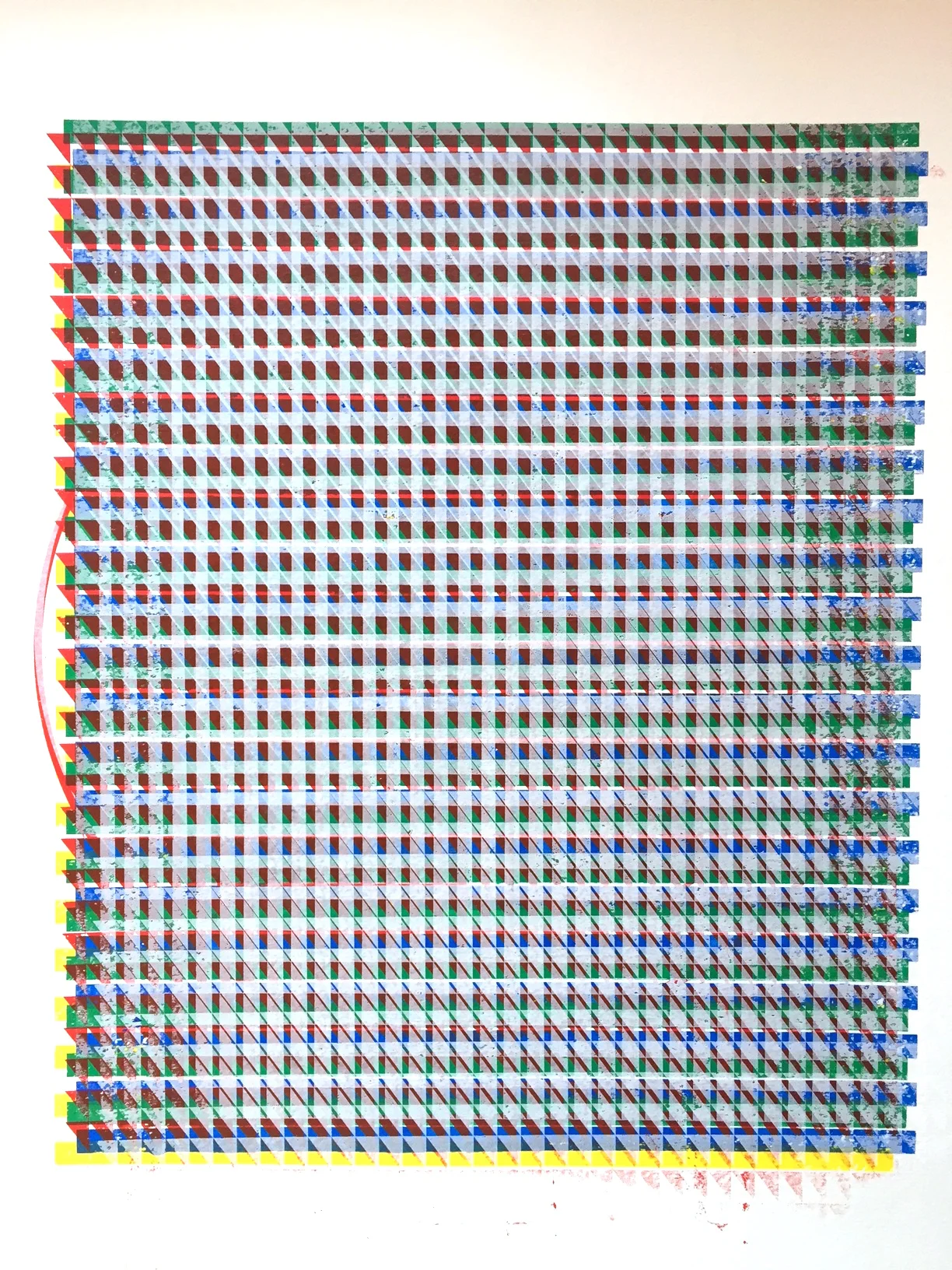 blue/yellow, 18"x30" ink & acrylic screenprint on paper.