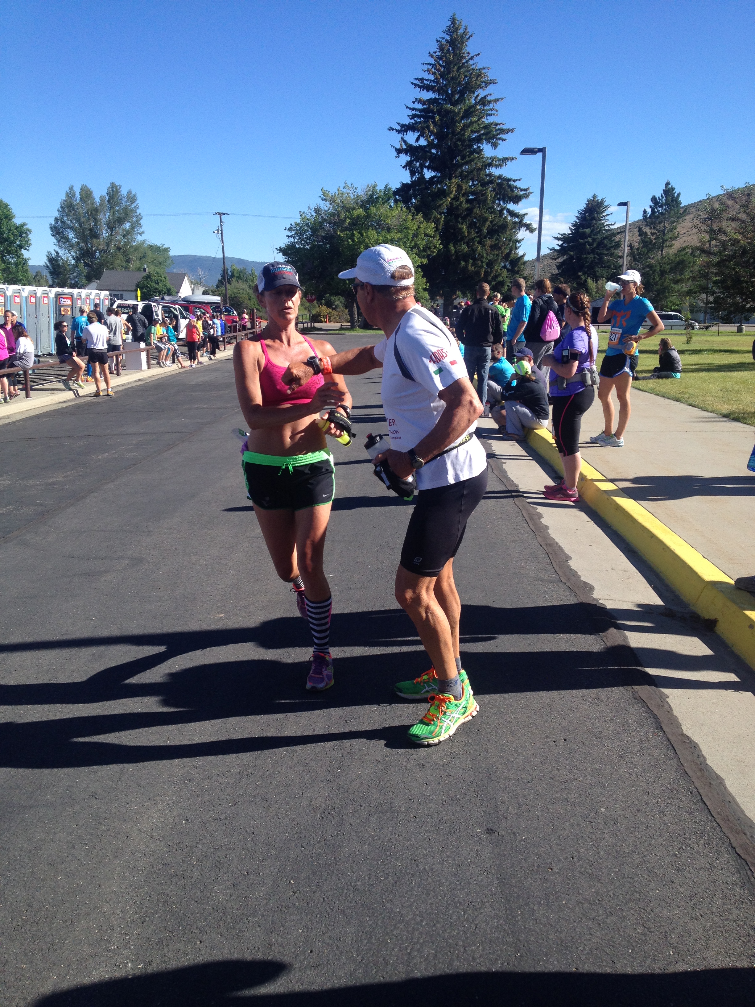 Sarah running in hot from one of the 2nd day run legs of Ragnar. She ran over 30 miles in 34 hours.
