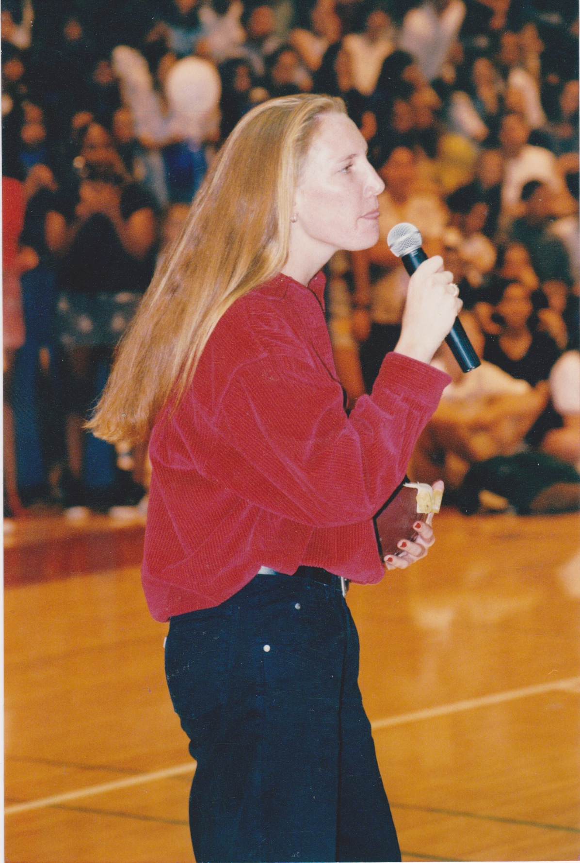 Spring 1996. Giving my speech to win over the entire student body of Claremont High School,