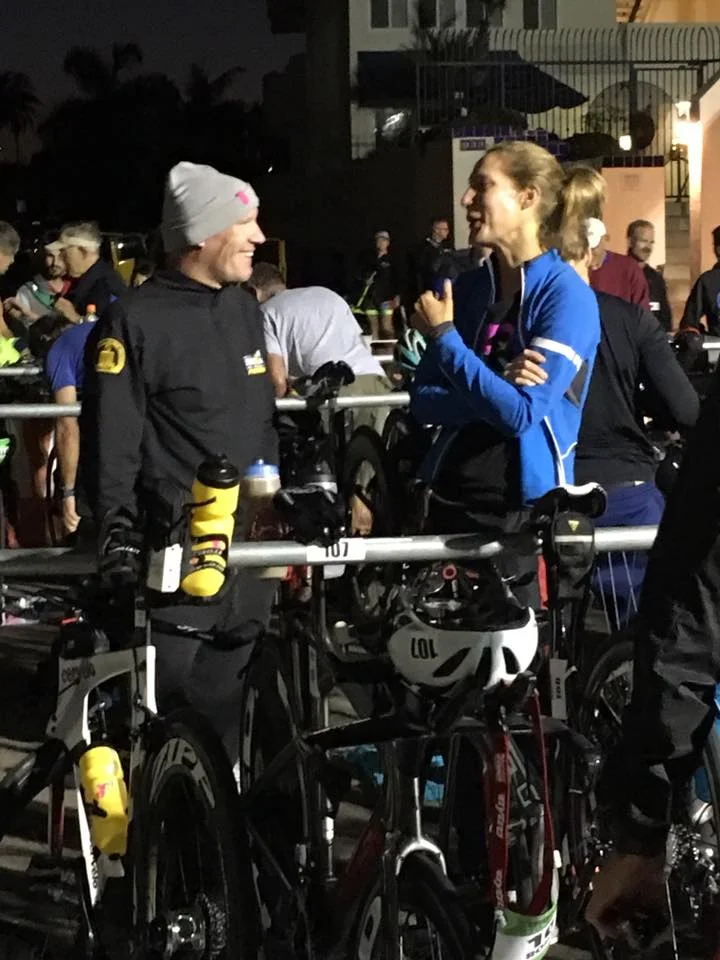 Chatting it up with my teammate, Barry Plaga. Photo courtesy of Johnna Boylan.