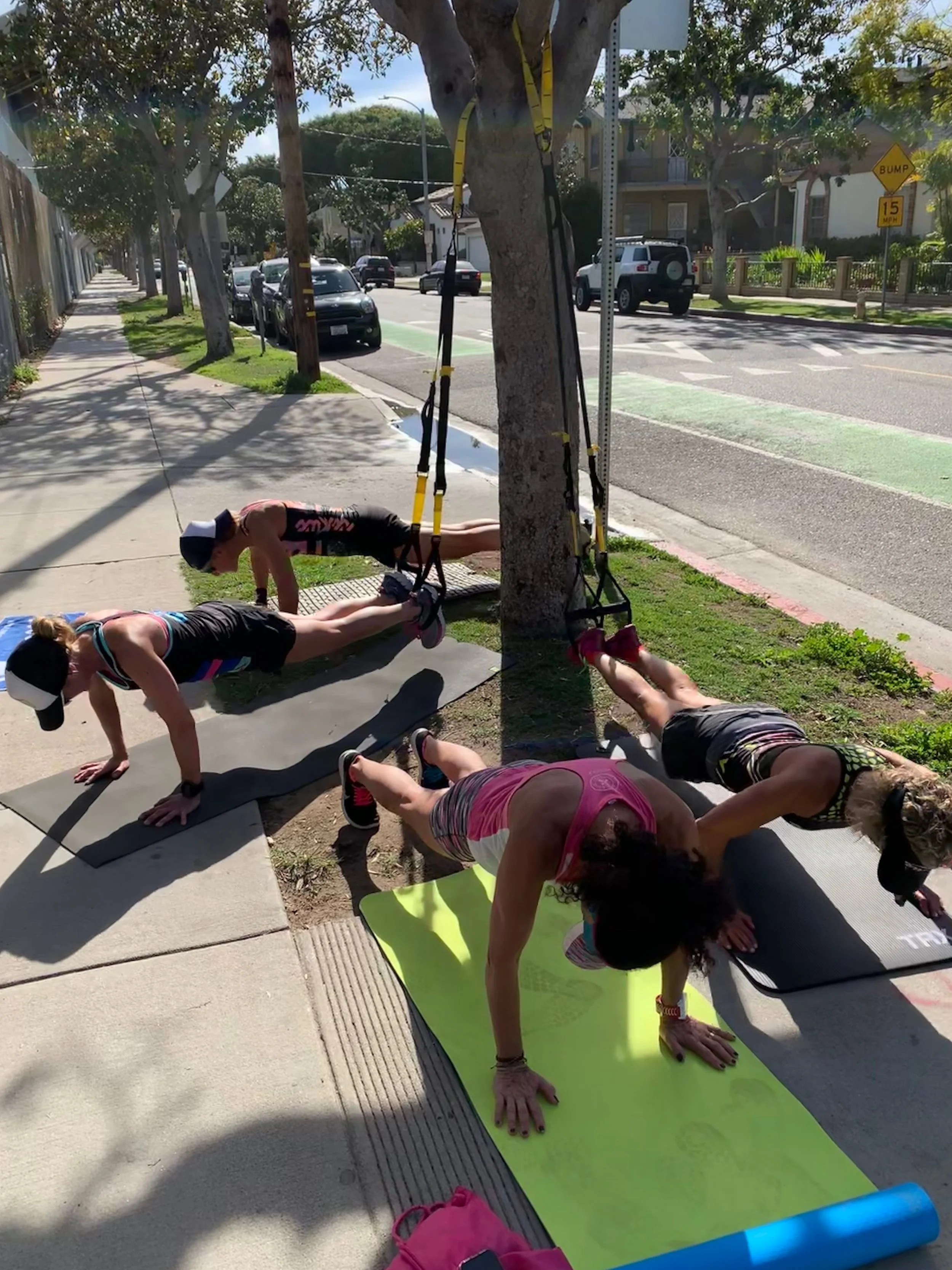 Amazing post track workout TRX strength training session with friends. Photo courtesy of Jenn Aronson.