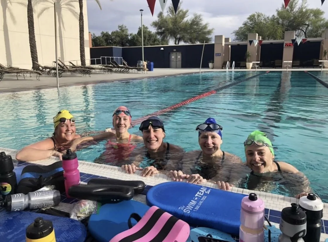 My 100x100's lane buddies, from left: Jan, Bri, Me, Kat, and Maisha.