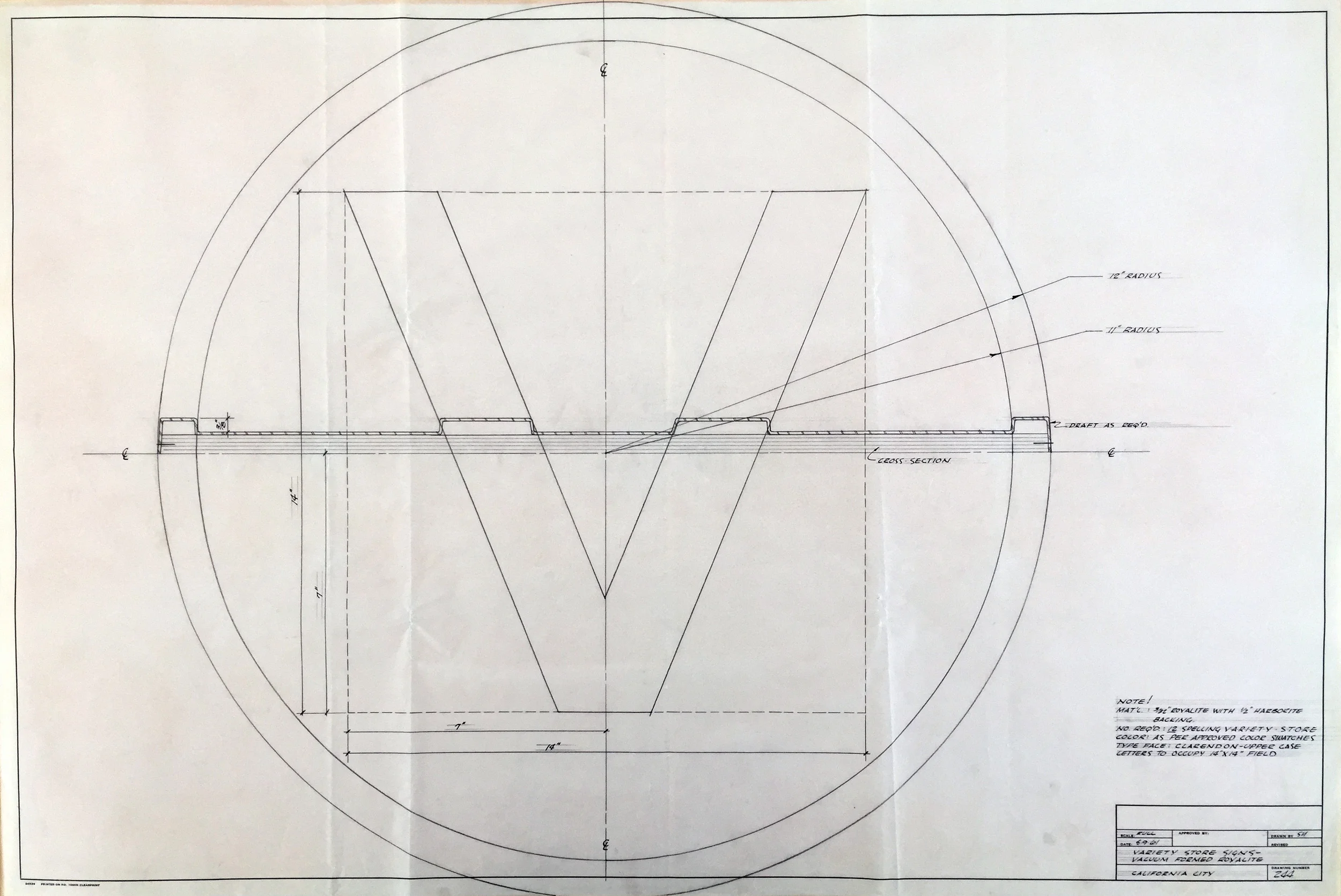 Smith and Williams, Architects and Engineers. Variety Store Signs - Vacuum Formed Royalite, California City. 1961. Architecture and Design Collection, University Art Museum, UCSB.