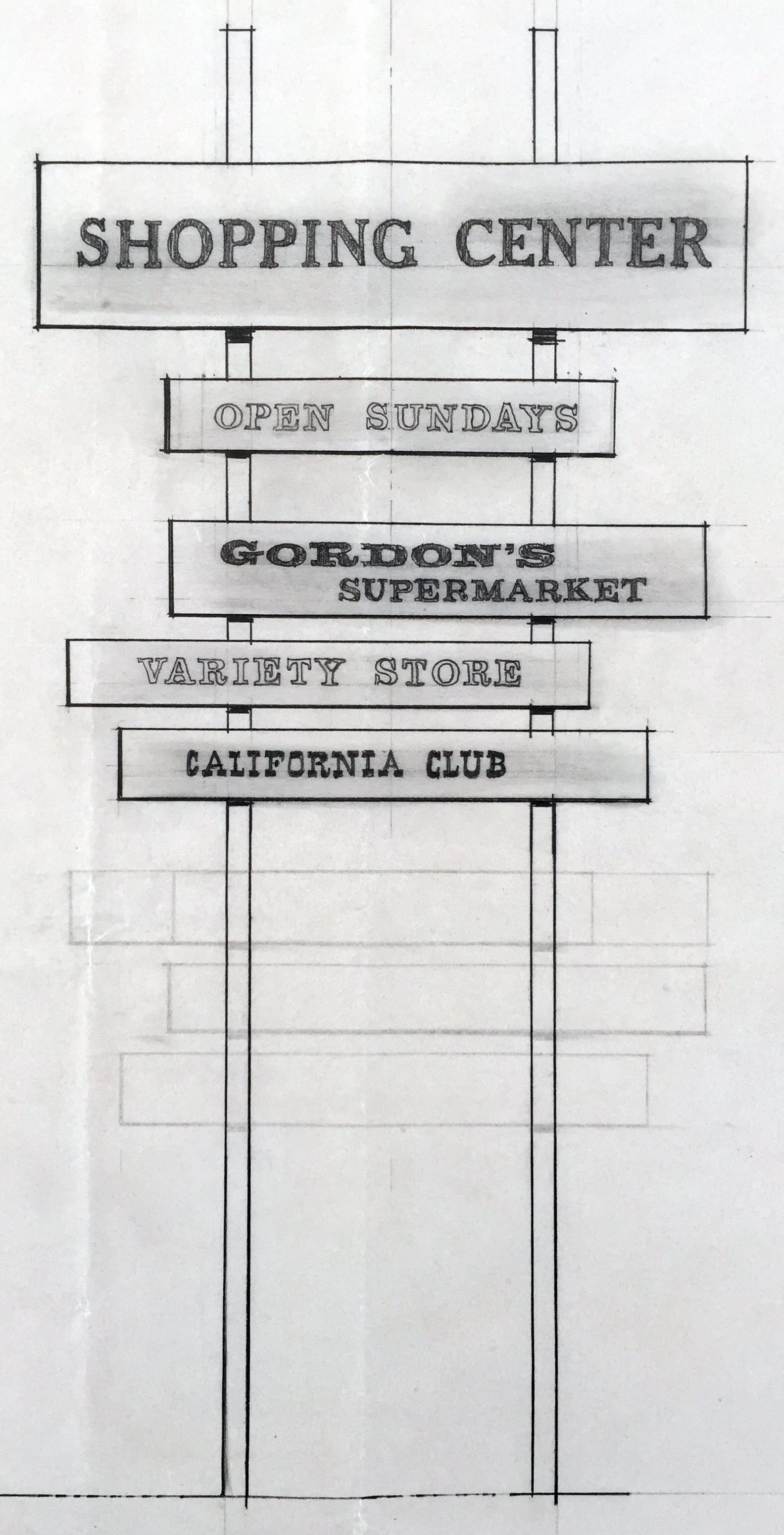 Smith and Williams, Architects and Engineers. Shopping Center Sign, California City. 1966. Architecture and Design Collection, University Art Museum, UCSB.