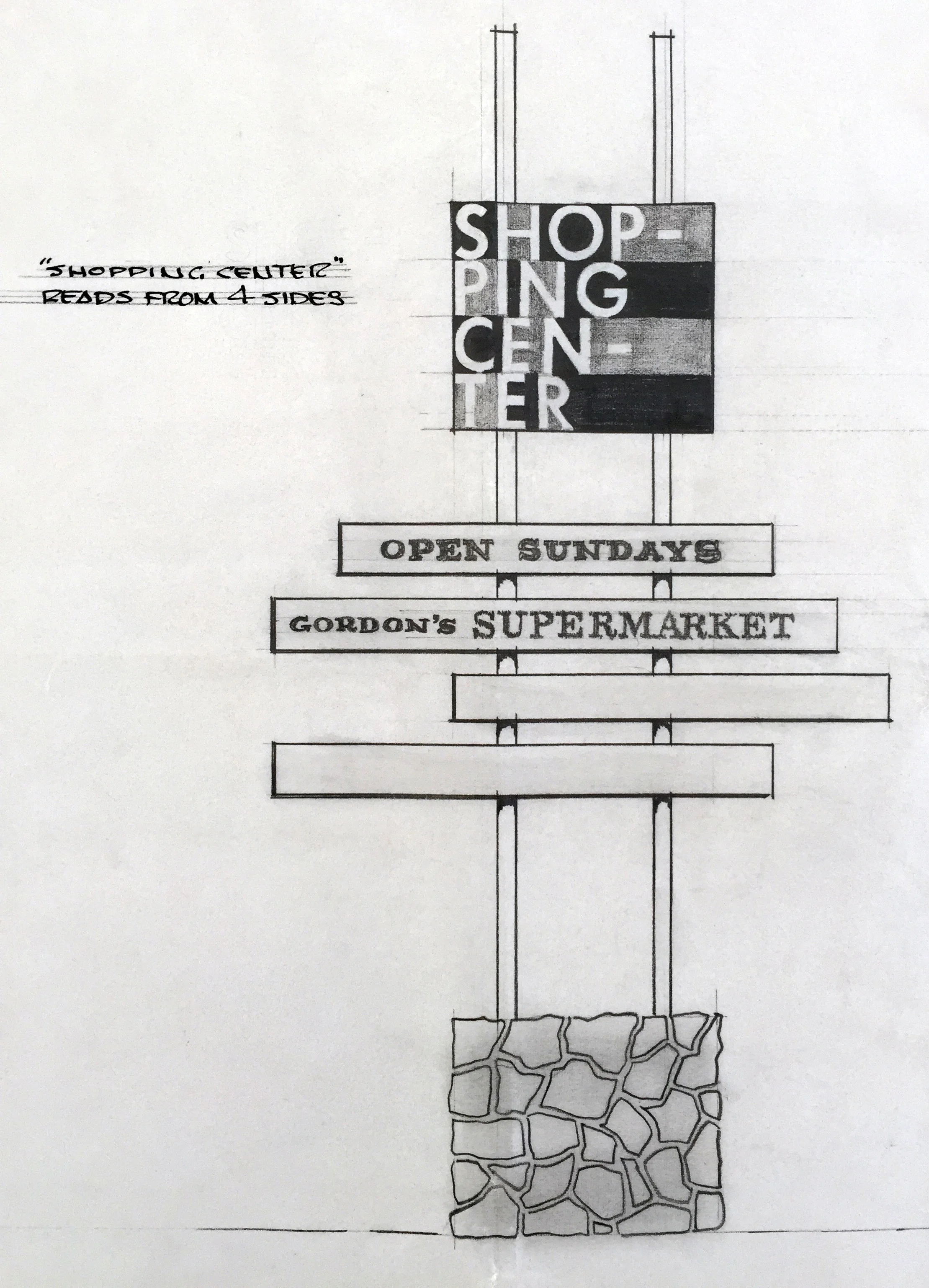 Smith and Williams, Architects and Engineers. Shopping Center Sign, California City. 1966. Architecture and Design Collection, University Art Museum, UCSB.