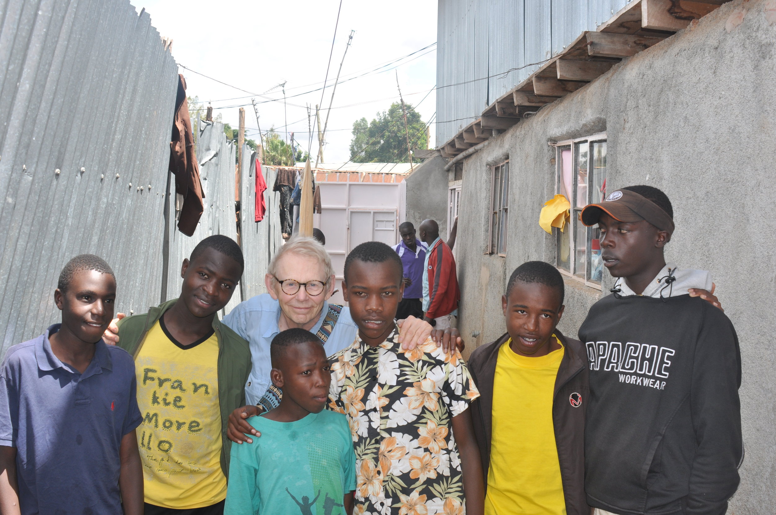  Some of the children served by Undugu Family in the Kibera slum of Nairobi.&nbsp;Their clothes are some sent from the US by various churches and civic organizations that hold clothing drives. 