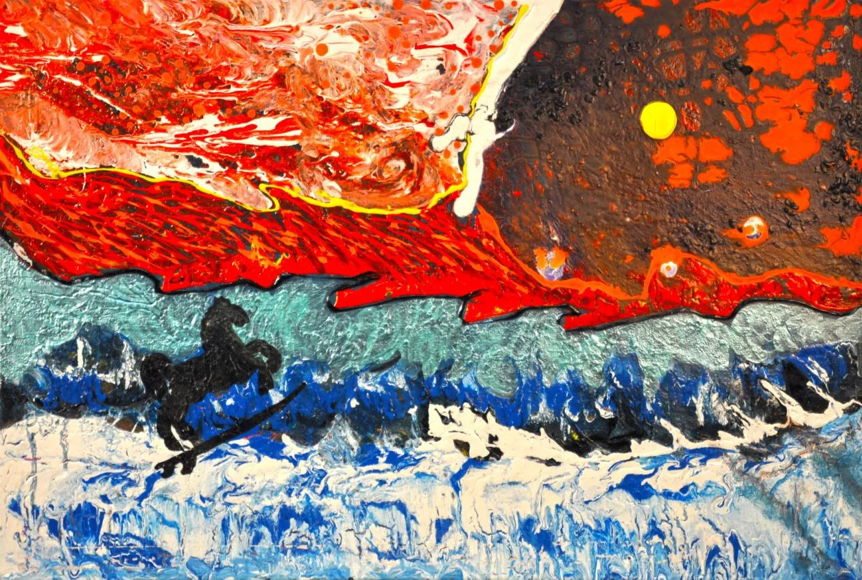 Surfing Under Burning Sky 24" x 35"