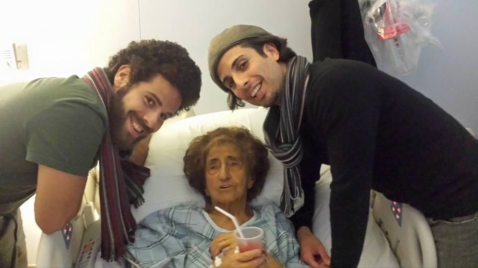 Myself (on the left) and my brother Aaron, with our Grandma as she drinks COLD! fresh pressed watermelon juice.