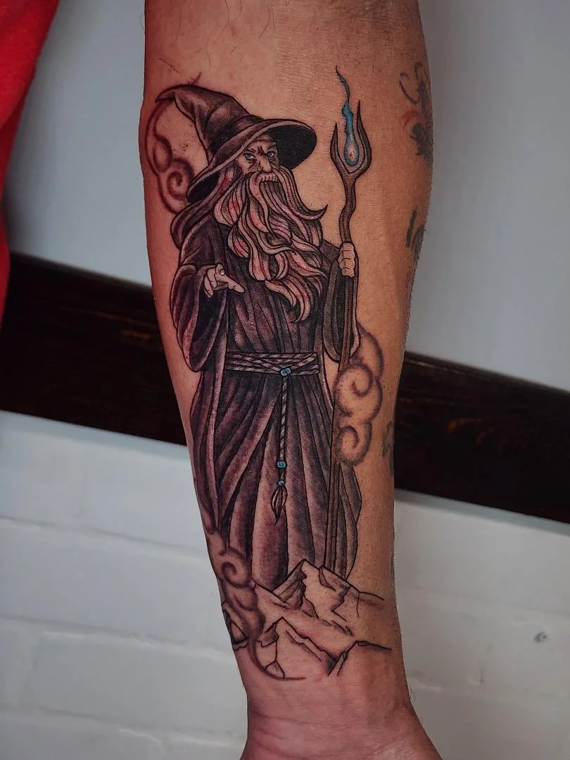 Wizard tattoo artwork by Rey