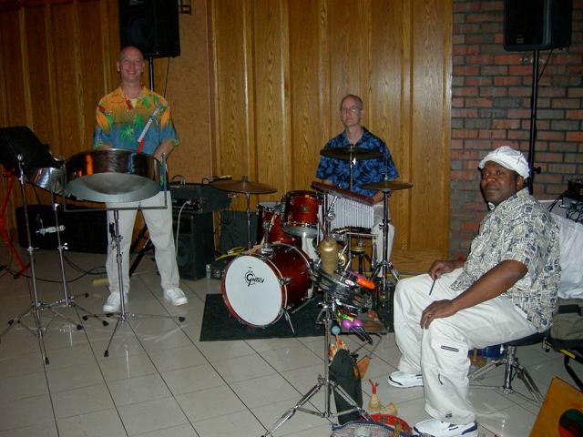 Mark, with Paul Ross on drum set, and Paul Cotton on percussion. This is our 4 piece version of the band (Jan not pictured).
