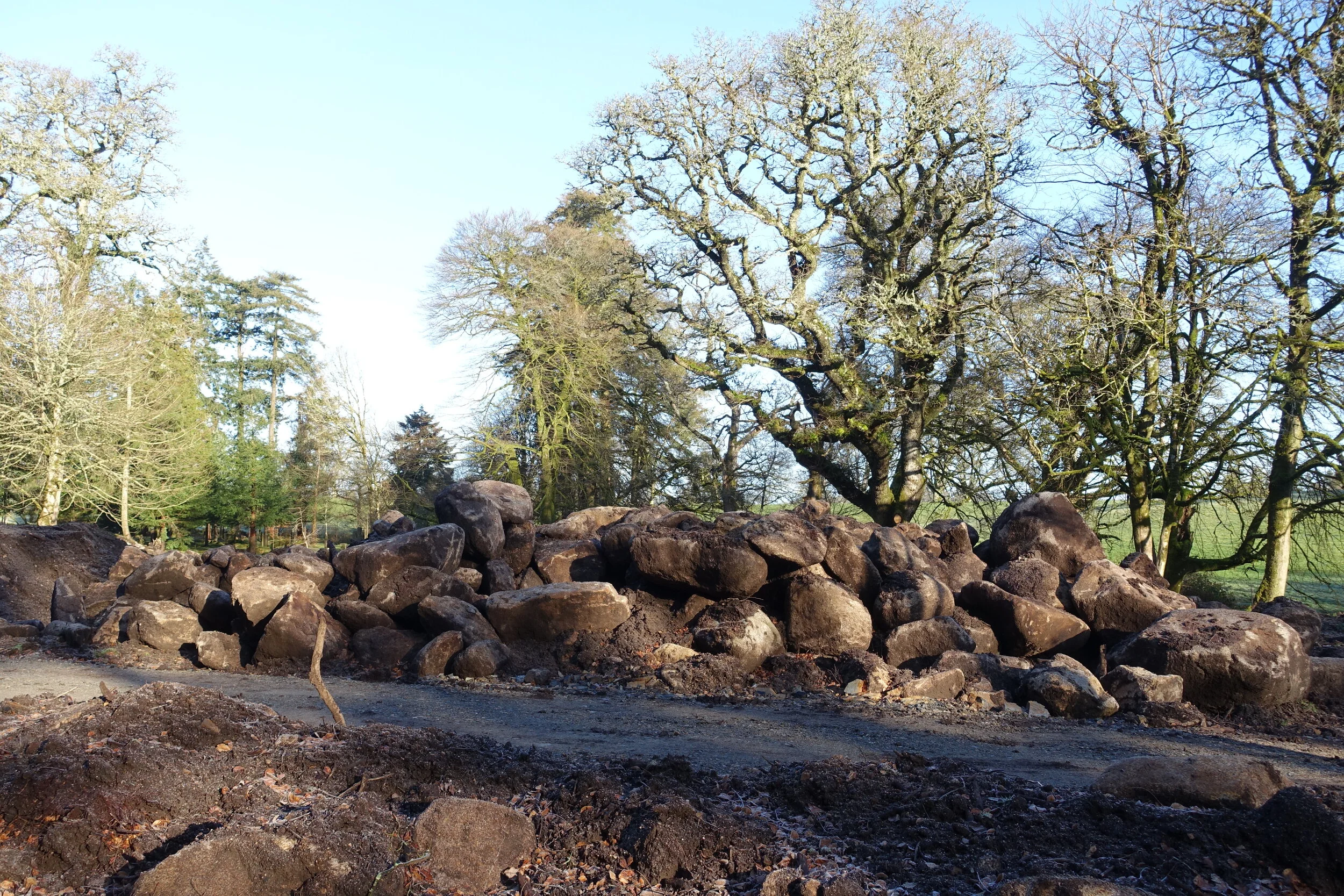 Boulders unearthed laying the pipeline January 2015