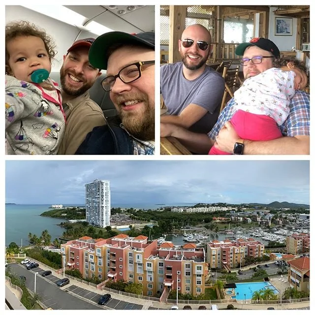 Long day of travel complete and we&rsquo;re settled in for an amazing Puerto Rican spring break! Now we relax with some cocktails and recharge for warmth and food and beautiful culture.
&deg;
&deg;
&deg;
&deg;
#twodads #gayswithkids #adoption #father