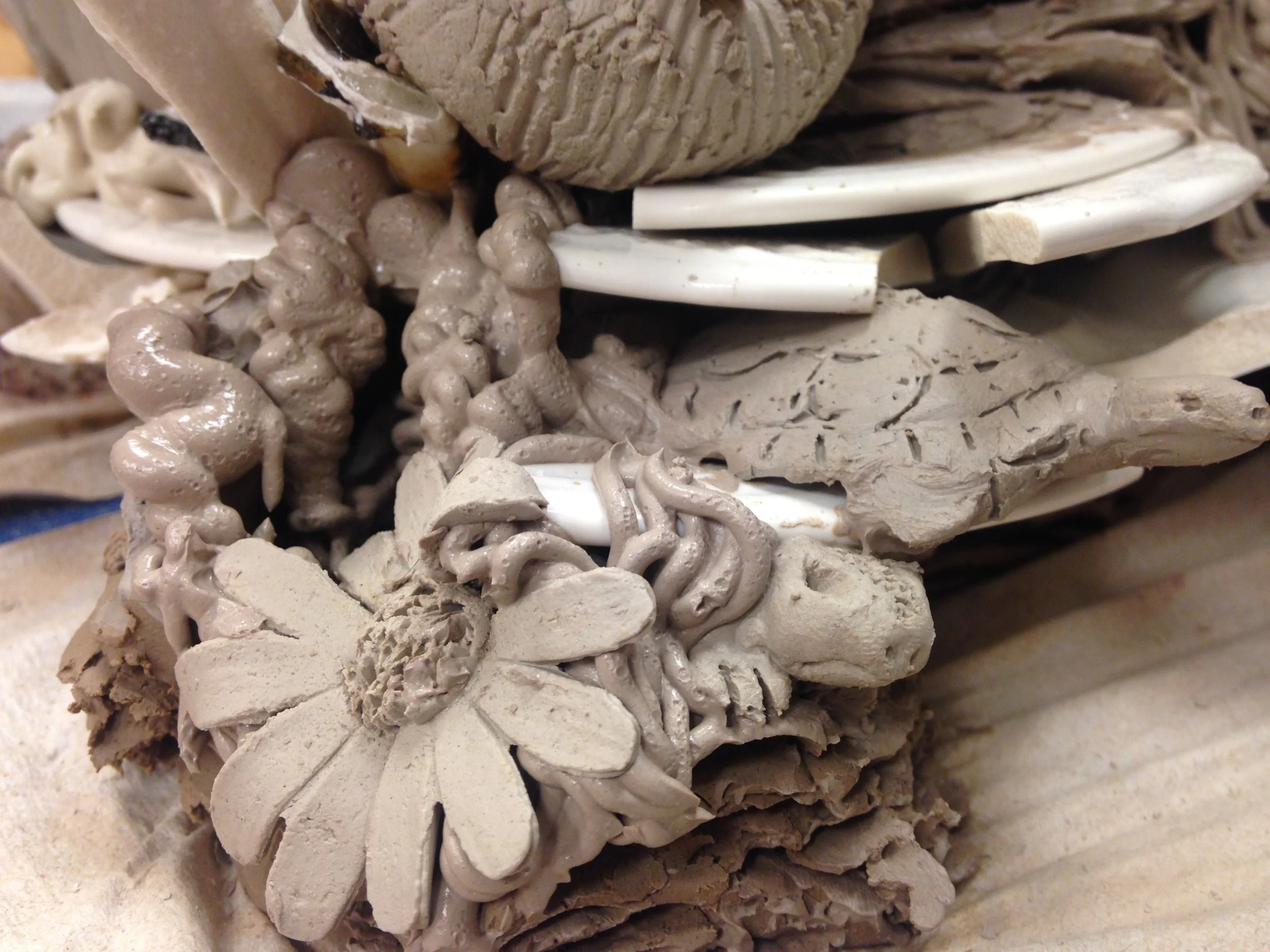 Detail of new work in the studio, January 2017.