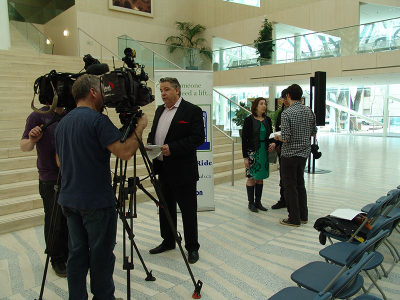 Edmonton media covering the 19th annual DONATE-A-RIDE wrap-up event.