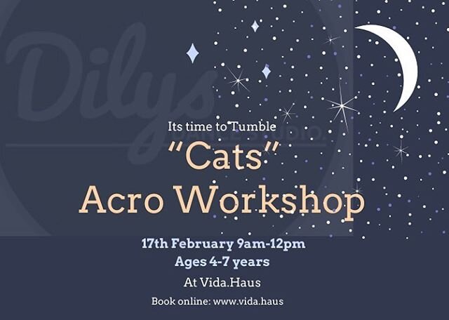 Celebrating the new release of &ldquo;Cats&rdquo; this half term we have an Acro workshop for your children aged 4-7 years @vida.haus. Acro is a combination of floor gymnastics, acrobatics and dance. Other activities include Street Dancing, Games and