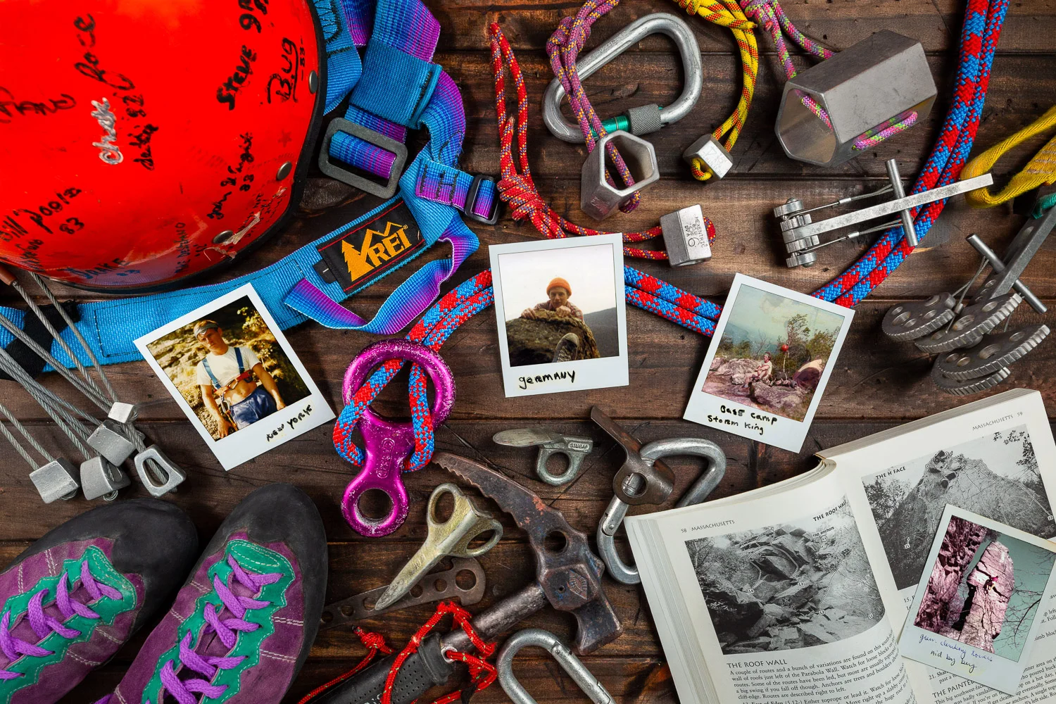 Climbing gear still life editorial