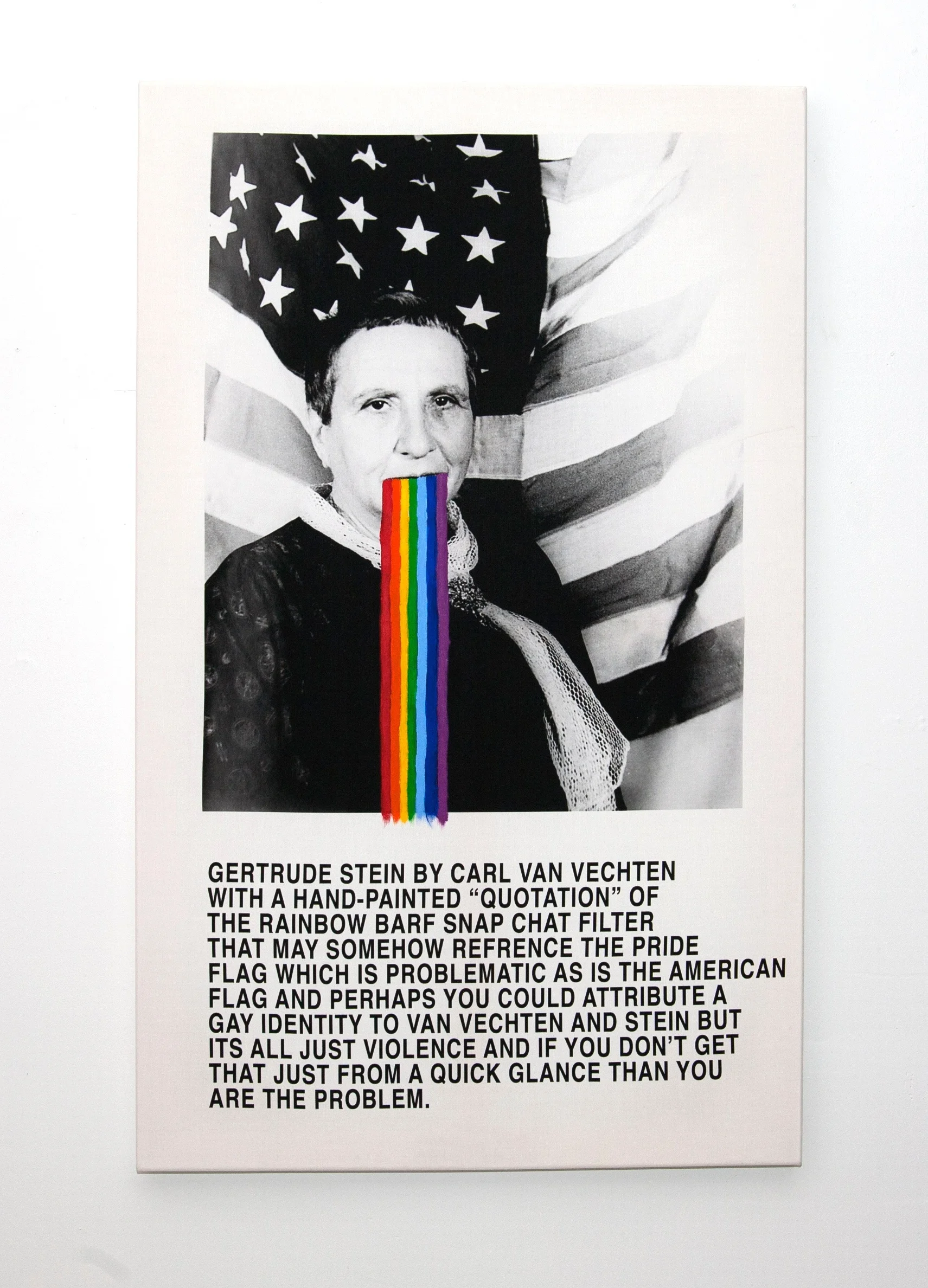 Untitled (Gertrude by Carl with Rainbow) 2018 Pigment Print and Acrylic on Canvas 52” x 34”