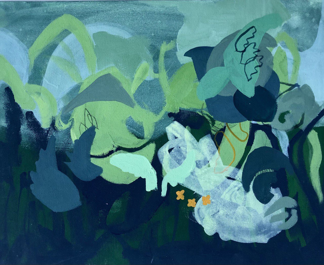 La Sirena de la Selva. Acrylic on canvas. 11" x 14". 2024