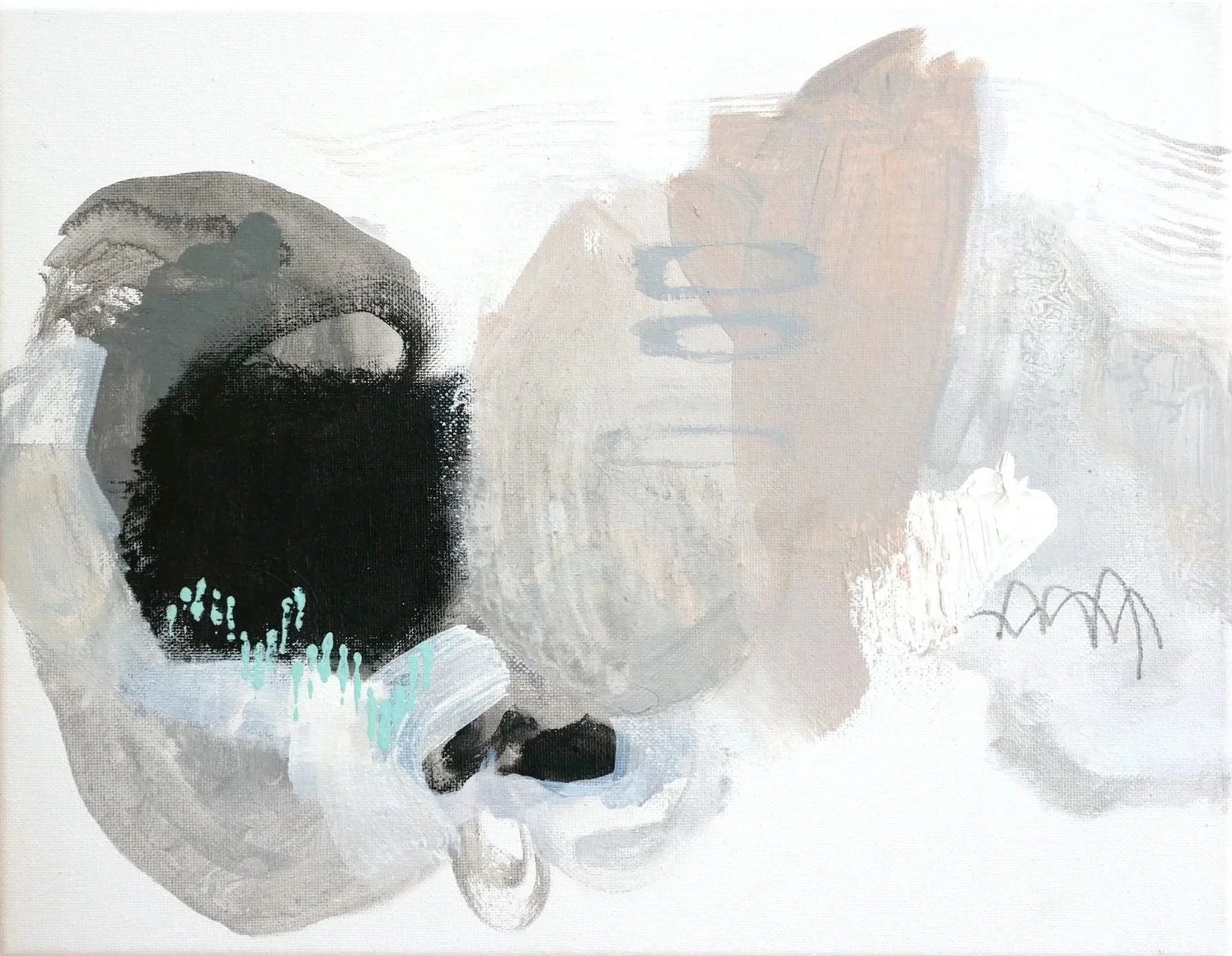 Soundtrack on a Gray Day. Acrylic, ink, and graphite on canvas. 11"x 14".  2023