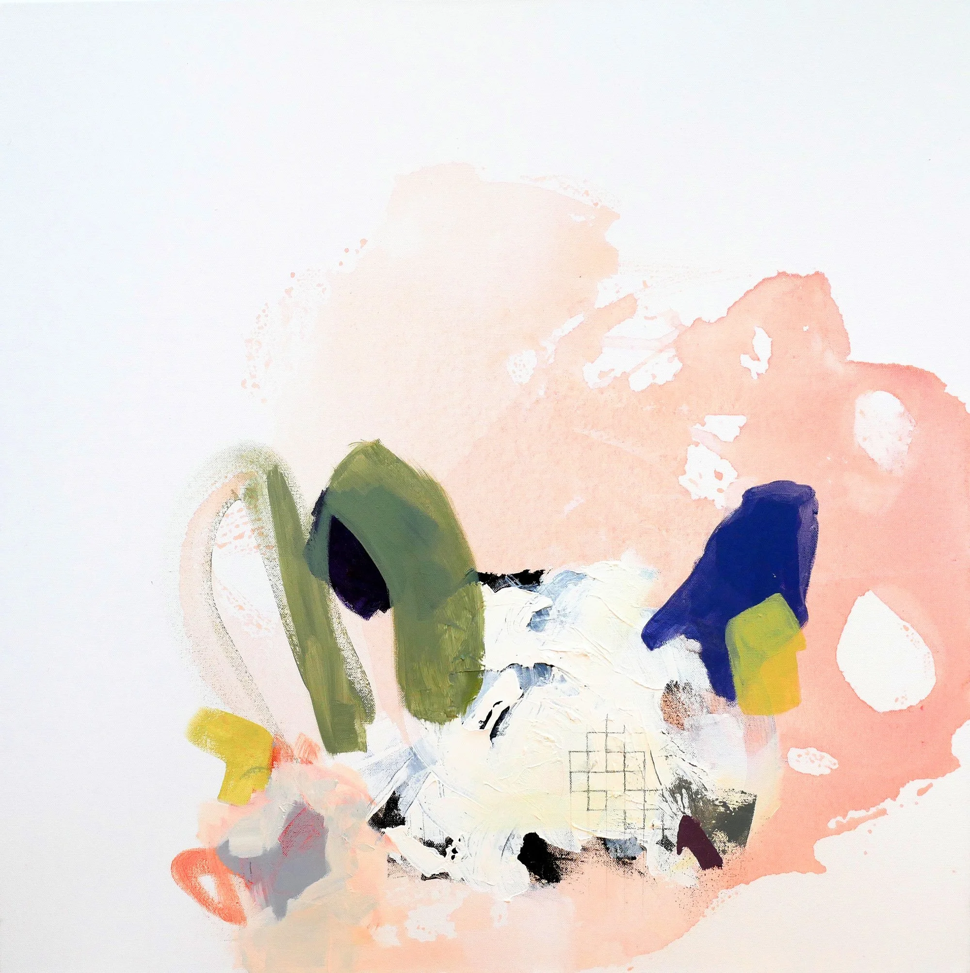 A Delightful Meeting of Minds. Acrylic, ink, and graphite on canvas. 30"x 30". 2021