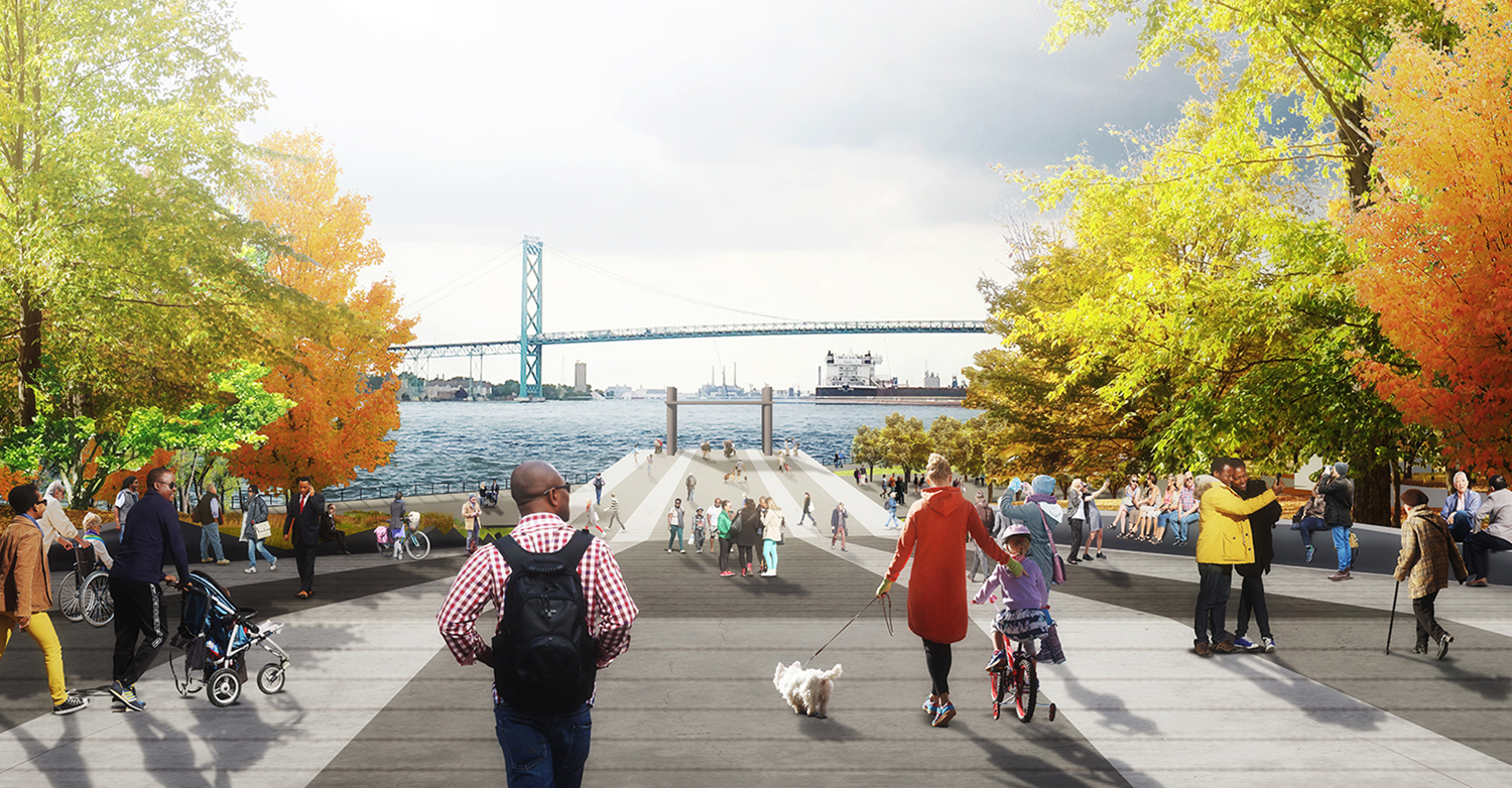 The "Horizon Line" gives park visitors a unique perspective of the river, as well as an area for dog walking, running, fishing, people watching, rollerblading, biking and kid's play. 