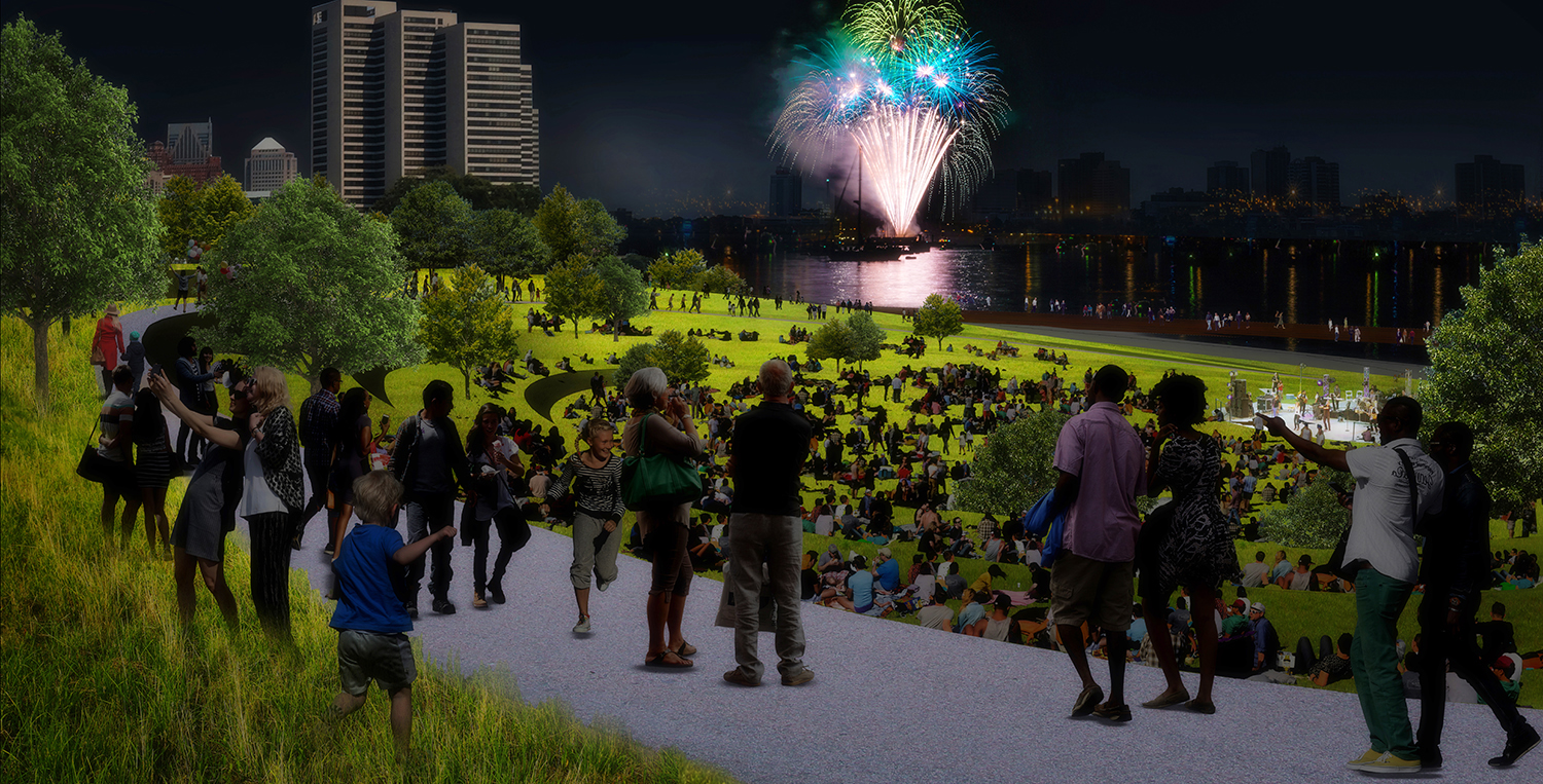 The “Great Lawn” provides area for relaxation, dog play, frisbee and can also accommodate celebrations and musical performances. In winter visitors can enjoy sledding or cross-country skiing. 