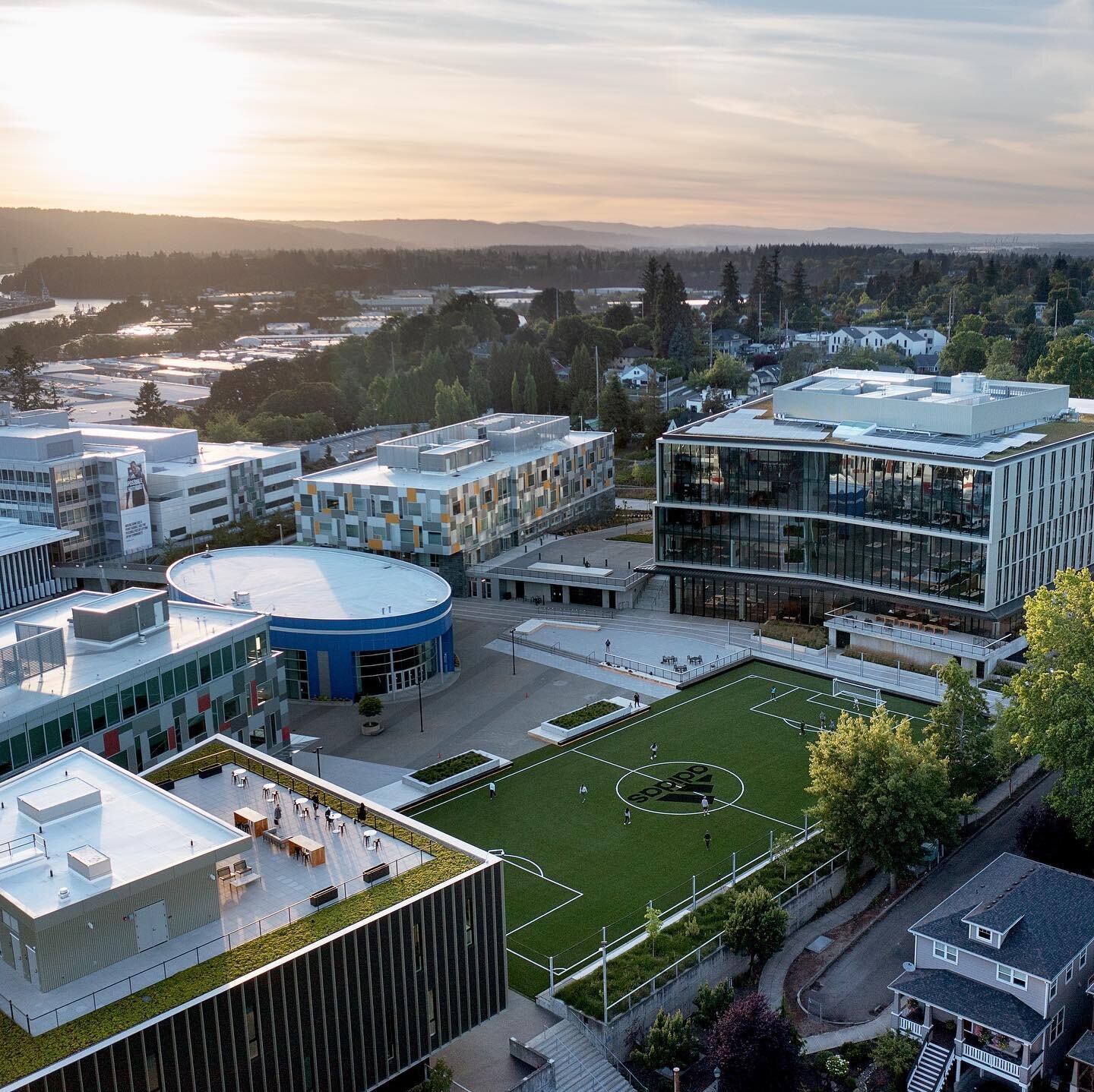 The recent expansion of the @adidas campus in Portland, Oregon refreshes and reformats an existing campus and central athletic field, adding social &ldquo;porches&rdquo; and terraces to connect a new building by @leverarchitecture to the rest of the 