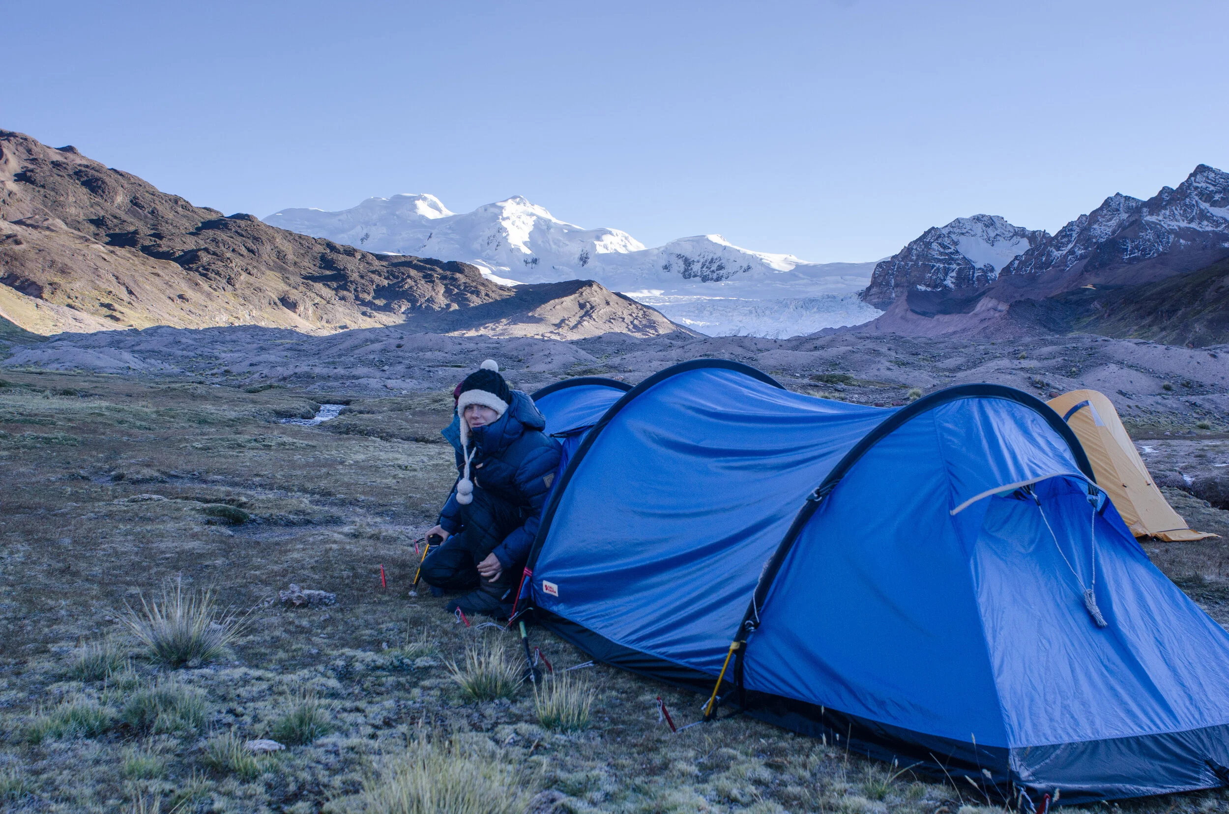 Basecamp at 17,500 feet in Peruvian Andes