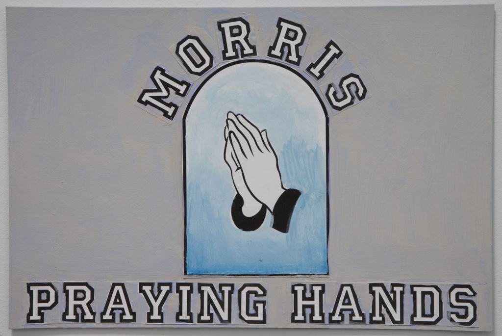 Alex Israel High School Mural Study (Morris Praying Hands), 2007 Acrylic collage on paper 11 x 15 inches Courtesy of the Artist