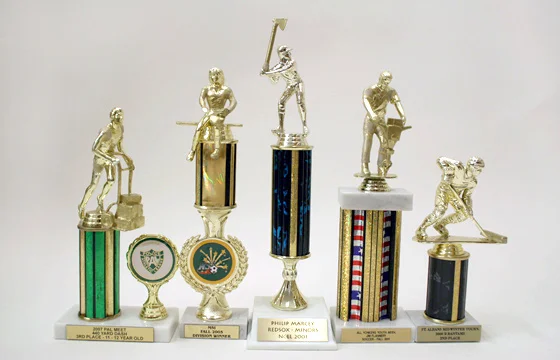 Jean Shin Altered Trophies Set 5 (Everyday Monuments), 2009 Sets of five sports trophies, painted and cast resin 14 x 18 1/2 x 3 3/4 inches Courtesy of the Artist and Fort Gansevoort