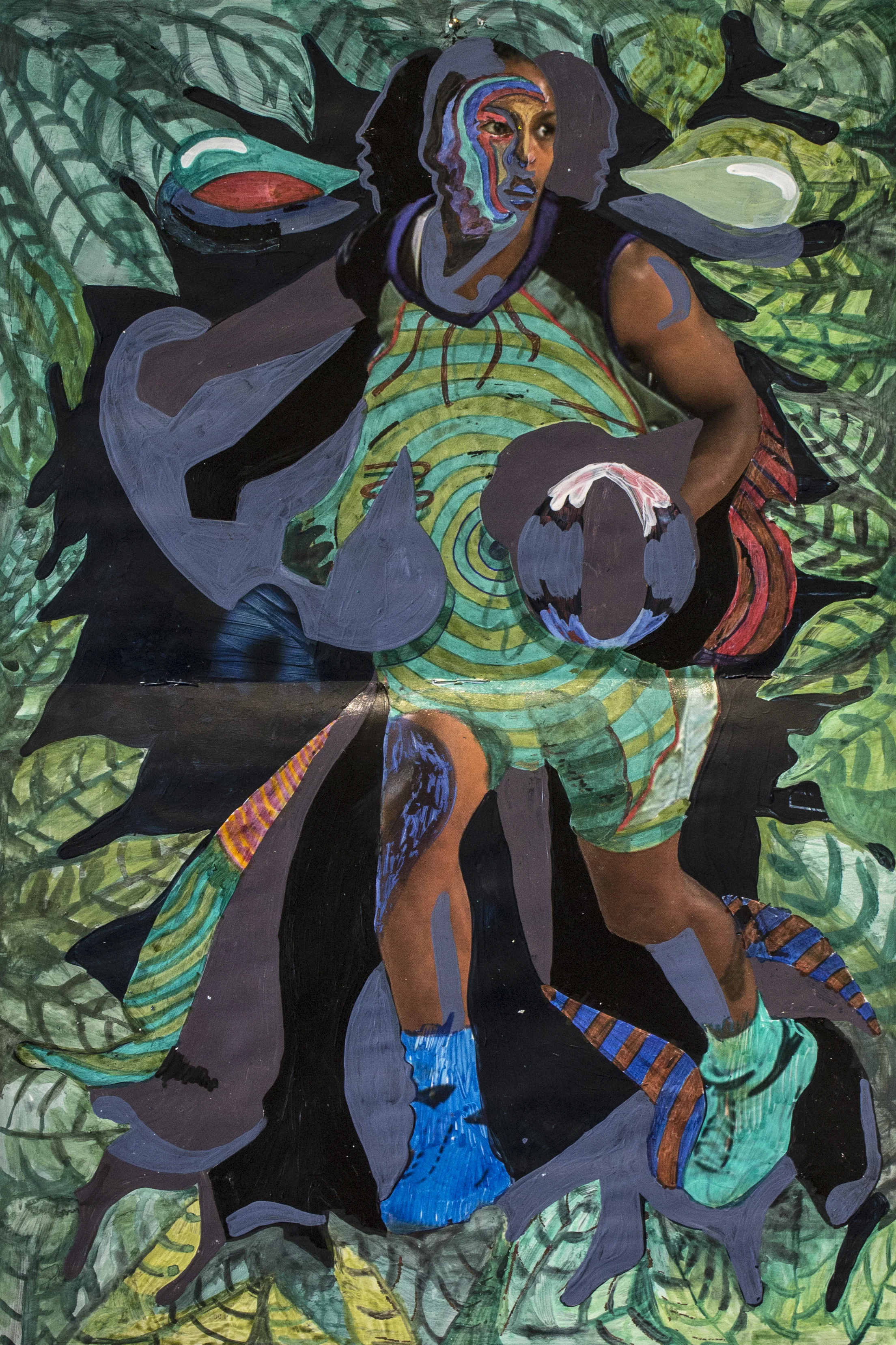 Ashley Teamer In the Weeds, 2017 Acrylic on WNBA Magazine 8 x 20 inches Courtesy of the Artist and Fort Gansevoort