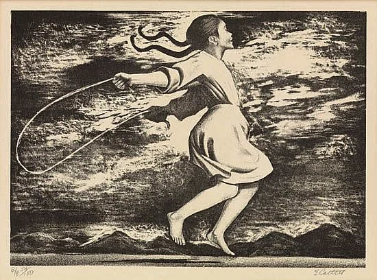 Elizabeth Catlett Untitled (Girl Skipping Rope), 1958 Lithograph 11 1/4 x 15 11/12 inches Edition 23 of 30 Courtesy of the Artist and LA Louvre