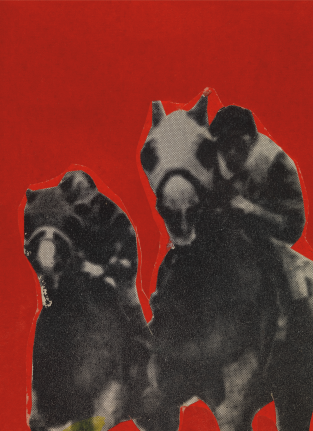Rosalyn Drexler Last Furlong, 1960 Paper collage 3 x 2 inches Signed and dated, verso Courtesy of the Artist and Garth Greenan Gallery