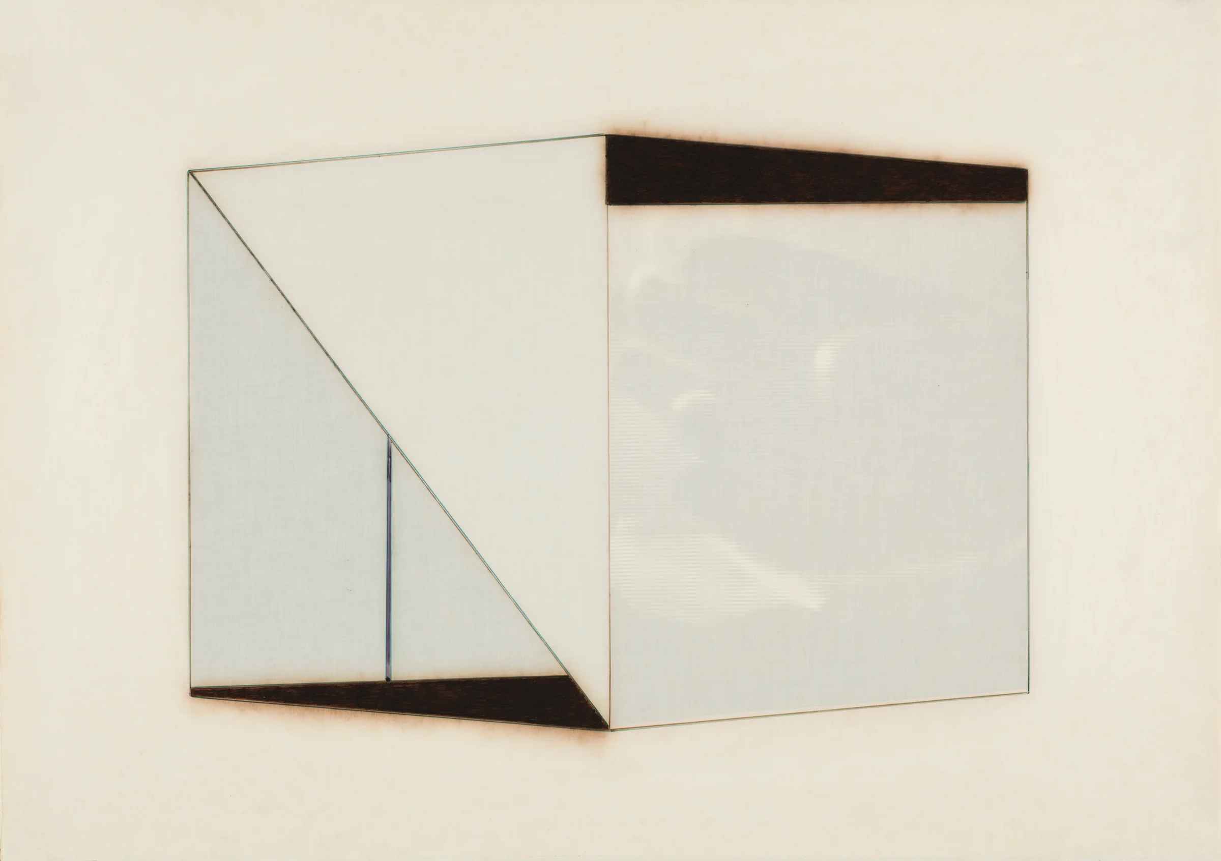 Dickie Landry Vellum Drawing, 1971 Color Pencil on Architectural Drafting Linen, Photograph and Color Paper 30 x 42 1/2 inches