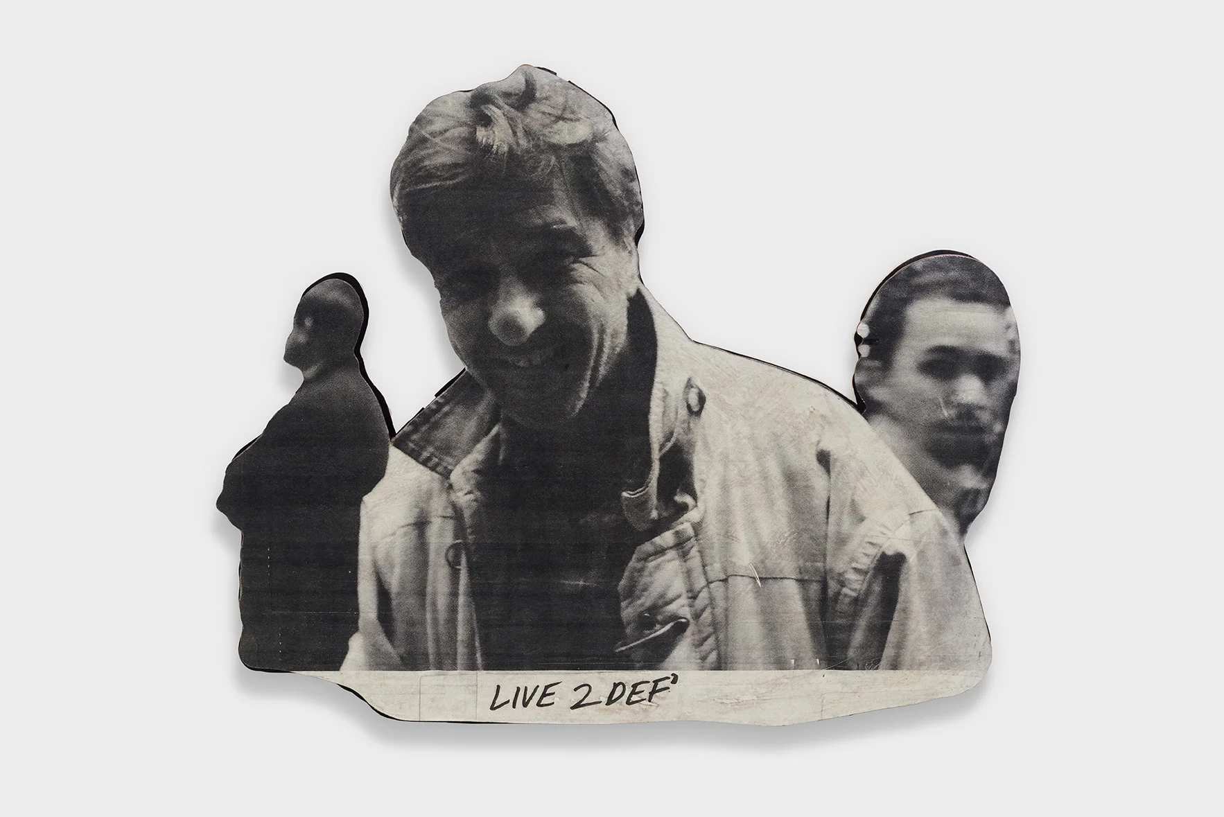 Josh Safdie Live 2 Def, 2015 Xerox, Urethane and Enamel on Masonite and Plywood 39 x 1 1/4 x 34 inches