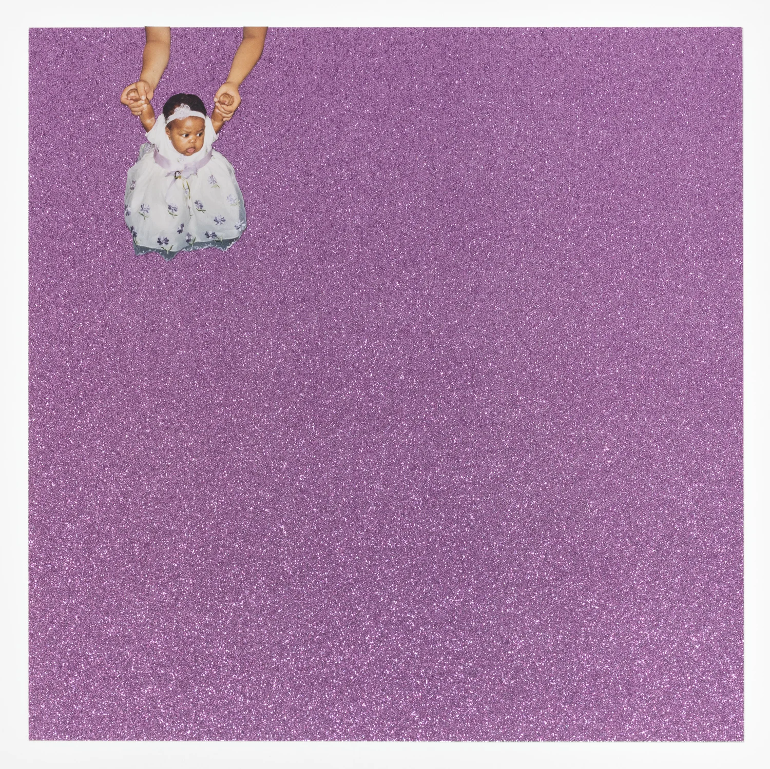 Sadie Barnette Untitled (Baby Dress), 2017 Collage on Glitter Paper 12 x 12 inches