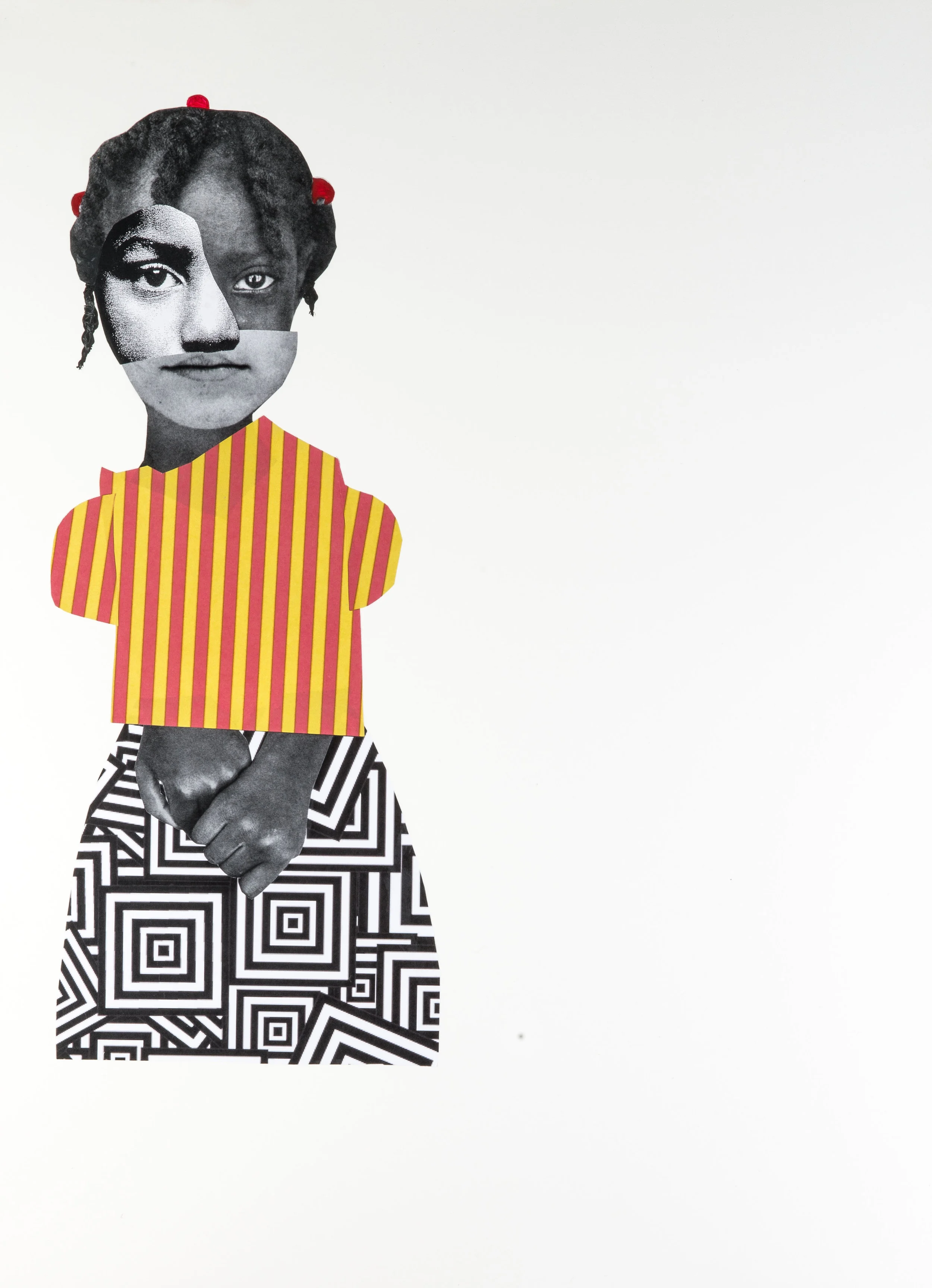 Deborah Roberts The Thorp Sister, 2017 Mixed Media on Panel 33 x 25 inches (Framed)