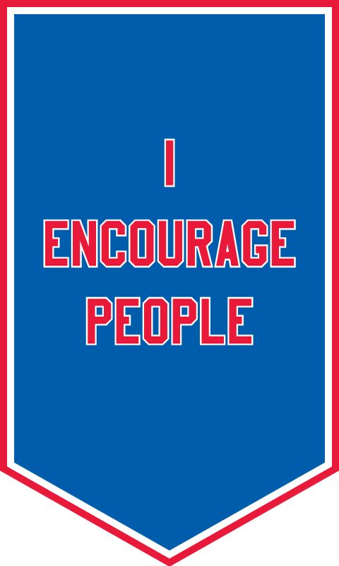 Cheryl Pope I ENCOURAGE PEOPLE from I'VE BEEN HEARD, in collaboration with NYC Youth on Streetball, 2017 Nylon and tackle twill applique, rod sleeve on back 60 x 36 inches