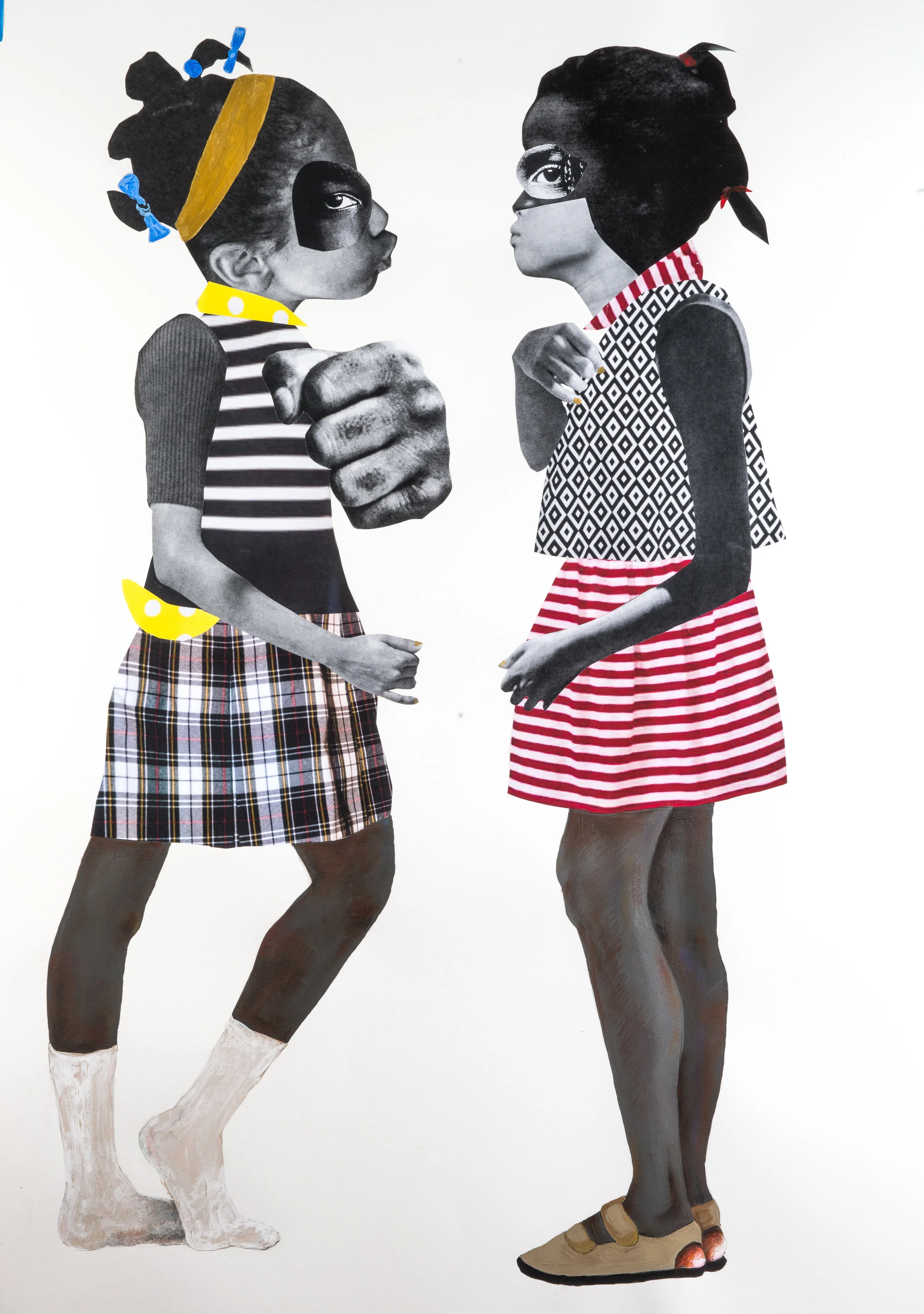 Deborah Roberts The Righteous One, 2017 Mixed Media on Paper 44 x 32 inches (Framed 47 x 35 inches)