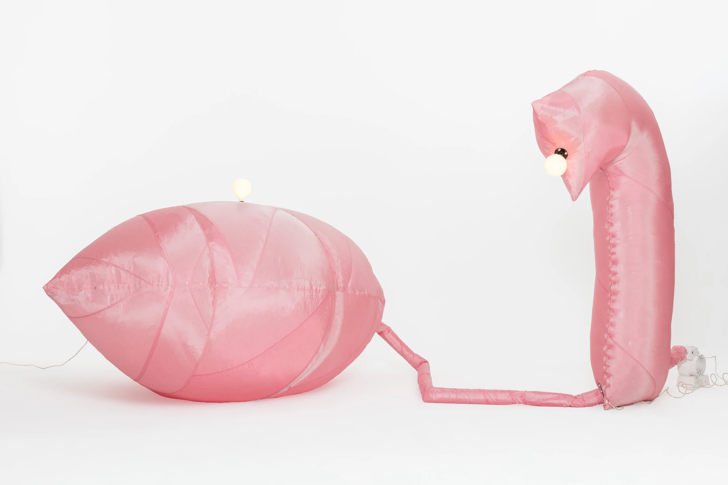 Sam Stewart The Blob, 2017 Silk Parachute, Acrylic, Electrical Components, Plastic Bladder, Lightbulb, Silicone, and Fan Dimensions Variable