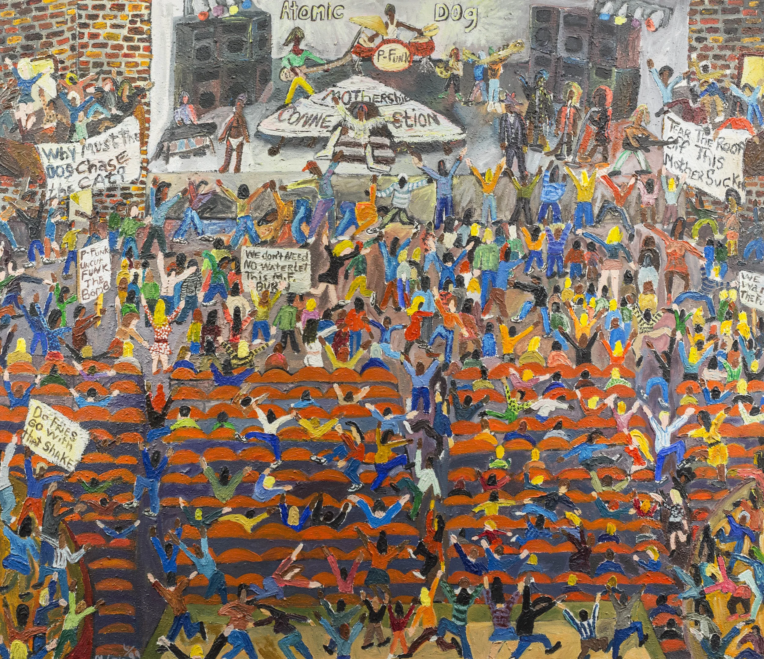 Michelangelo Lovelace P-Funk Party, 1999 Acrylic on Textured Canvas 56 1/2 x 66 1/4 inches