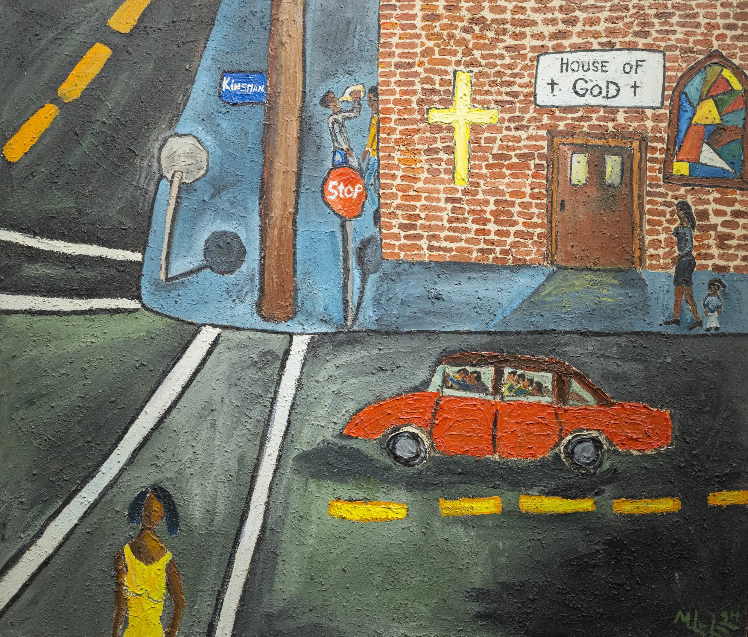 Michelangelo Lovelace House of GOD, 1994 Acrylic on Textured Canvas 57 1/2 x 67 inches