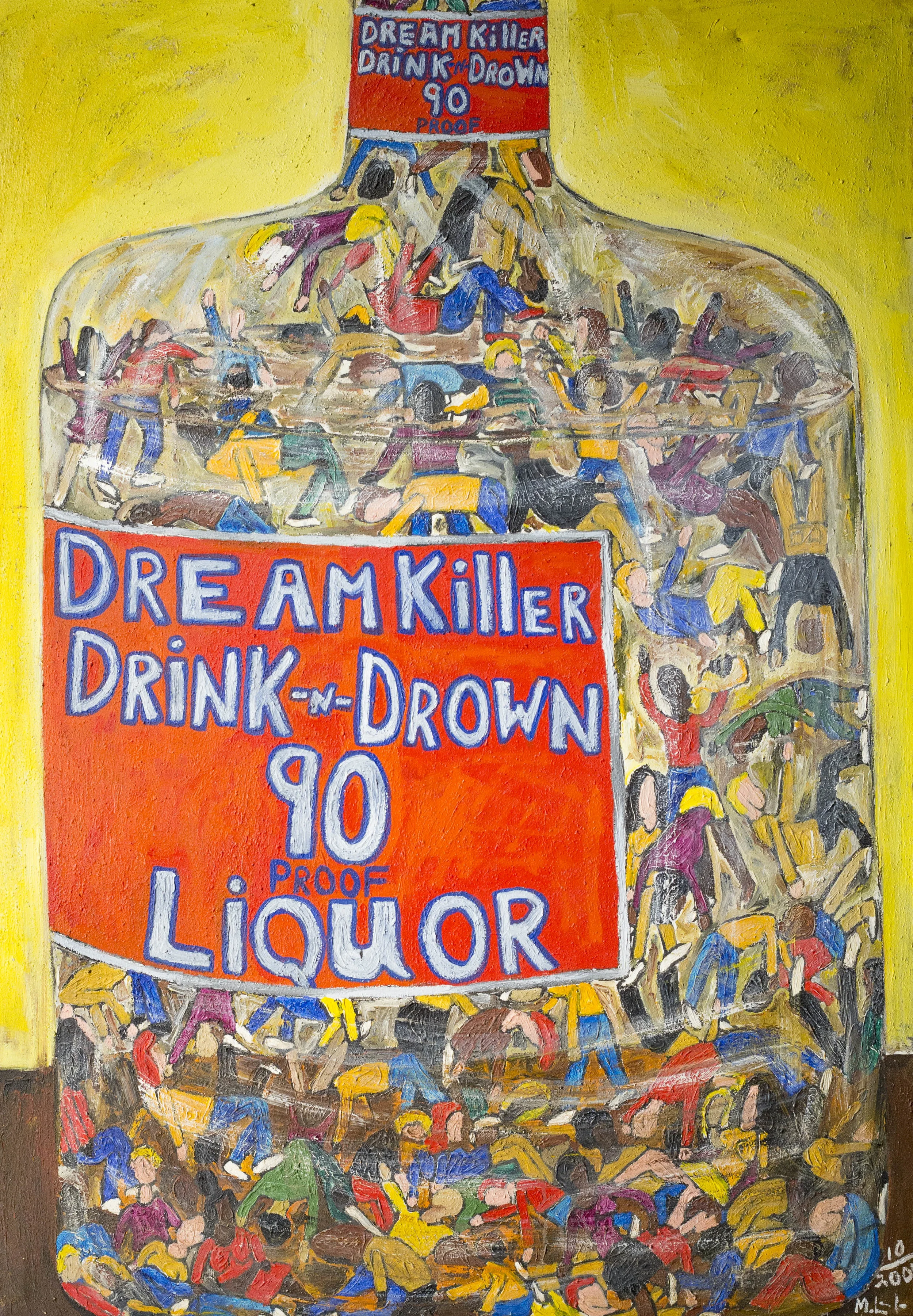 Michelangelo Lovelace Life Trapped In The Bottle, 2004 Acrylic on Textured Canvas 63 1/2 x 44 1/2 inches