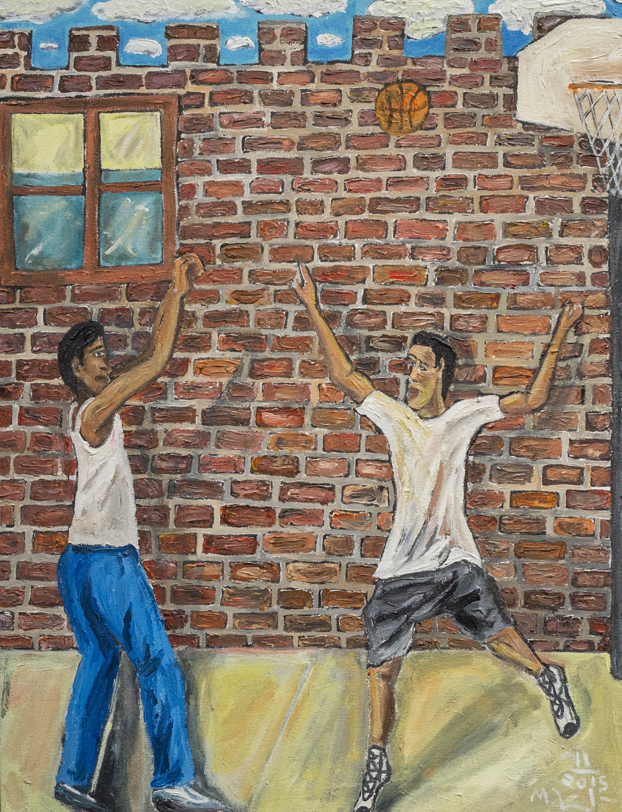 Michelangelo Lovelace One on One, 2015 Acrylic on Canvas 30 x 22 3/4 inches