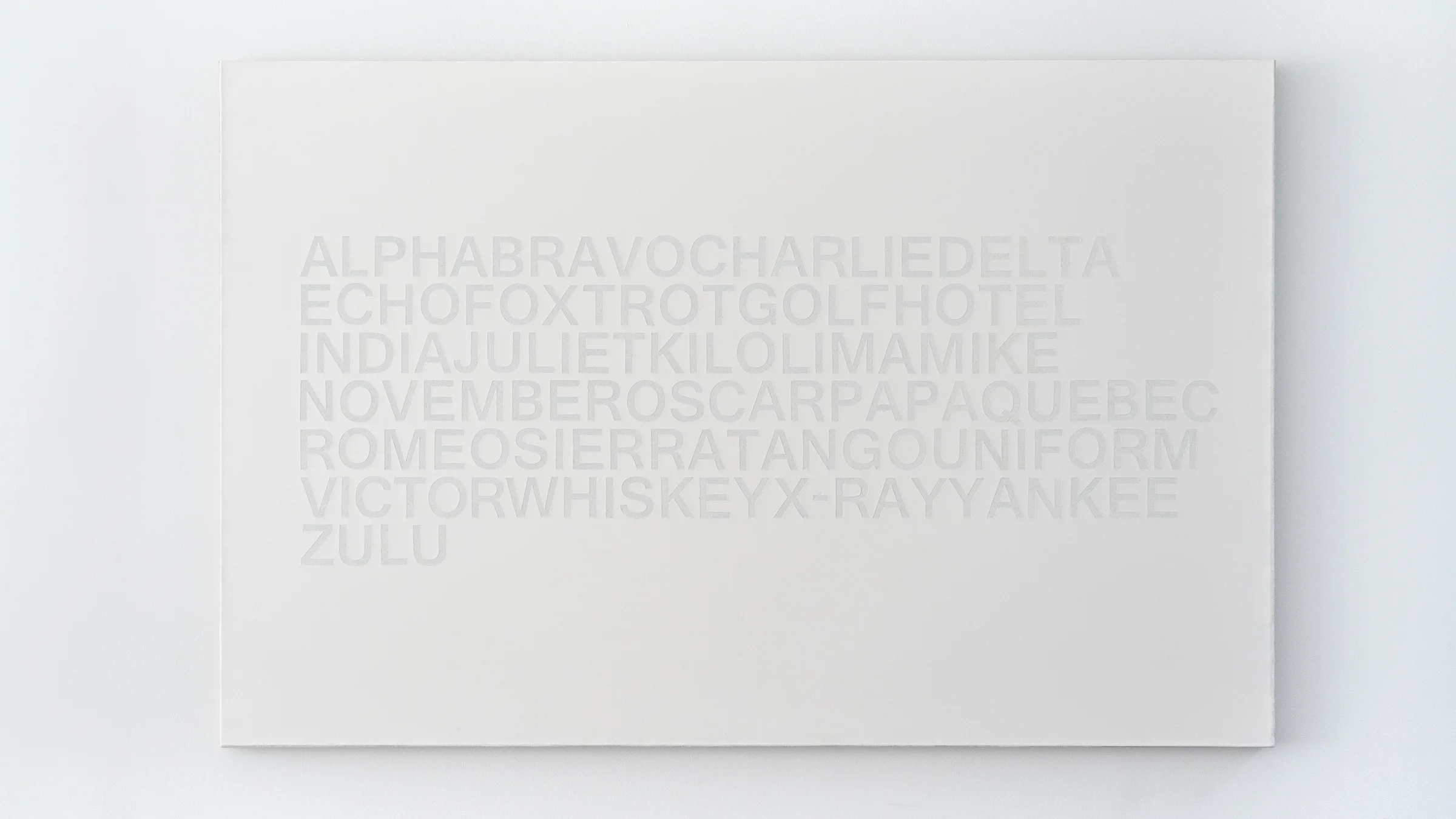 Paula Crown ALPHABRAVO (white sky), 2017 Oil on linen with microspheres 51.25 x 79 x 1.5 inches