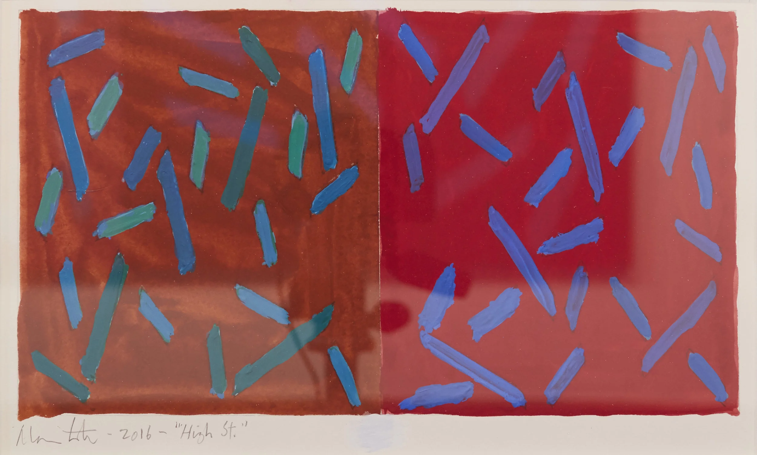 Alan Cote High Street, 2016 Gouache on Paper 15 1/2 x 30 inches