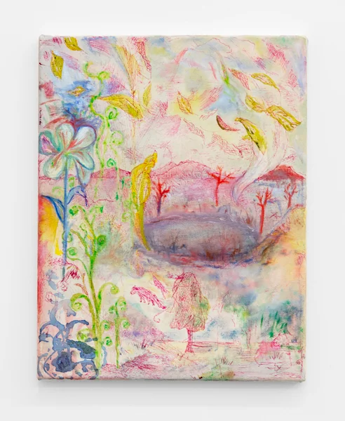 Isabelle Fein Change, 2017 India ink and oil on canvas 15 3/4 x 12 1/4 inches